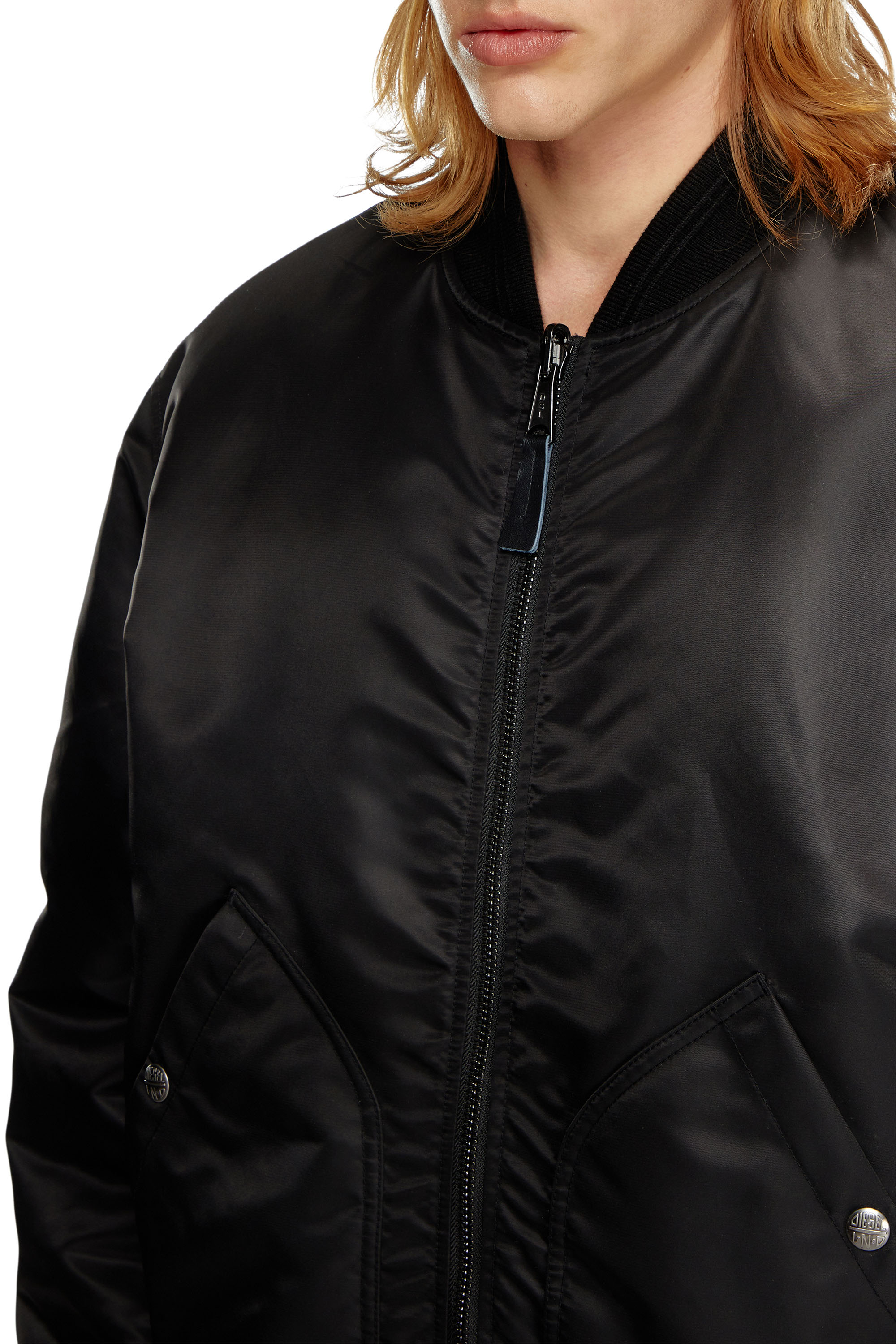 Diesel - J-HELD, Male's Bomber in padded nylon with Oval D in Black - 4