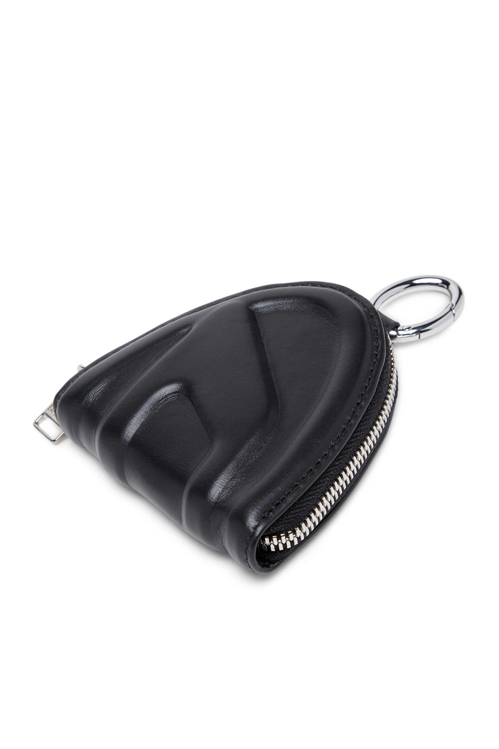 Diesel - COIN PURSE ZIP, Unisex Logo-embossed leather coin purse in Black - Image 4