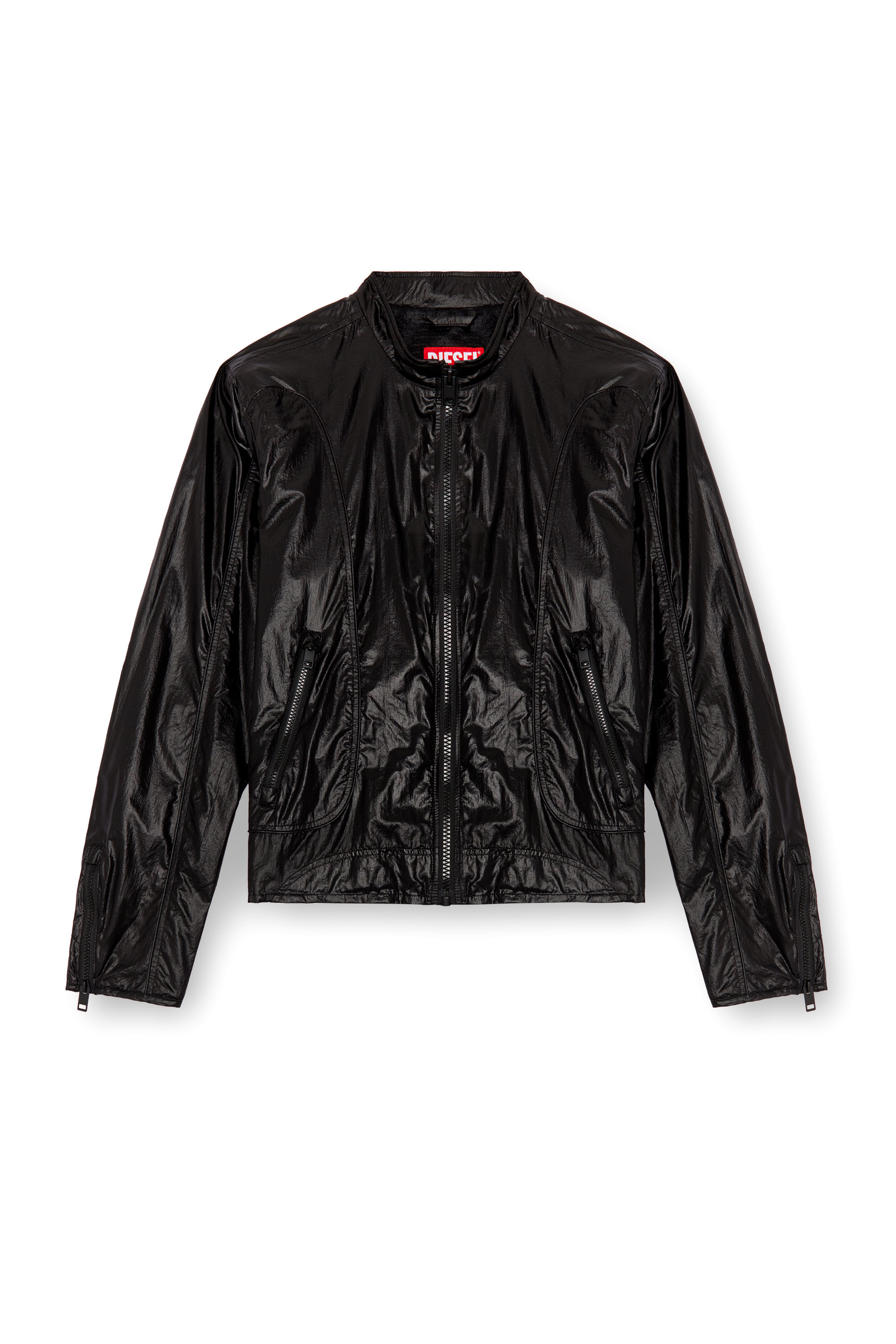 Diesel - J-CLAYS, Male's Biker jacket in shiny ripstop in Black - 6