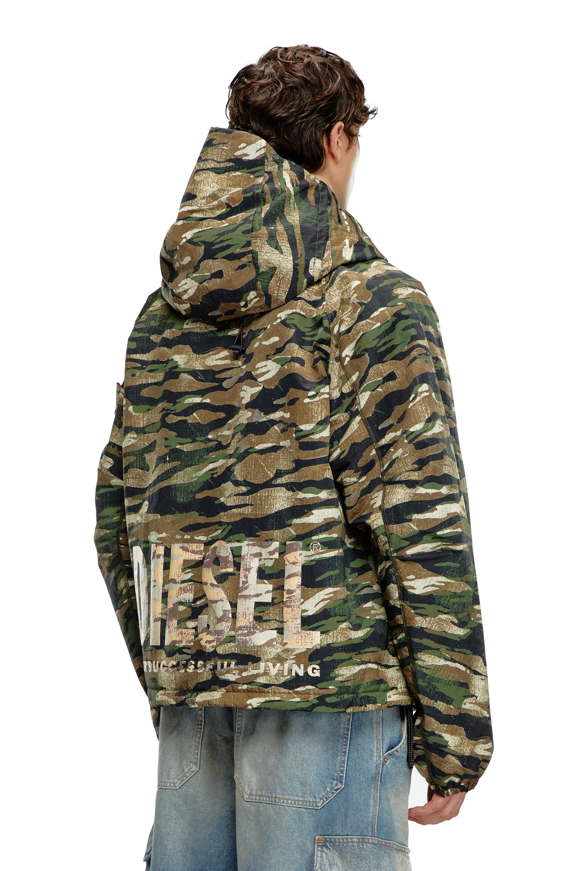 Diesel - AMWT-BERNARD-WT24, Male's Camouflage hooded jacket in Green/Brown - 3