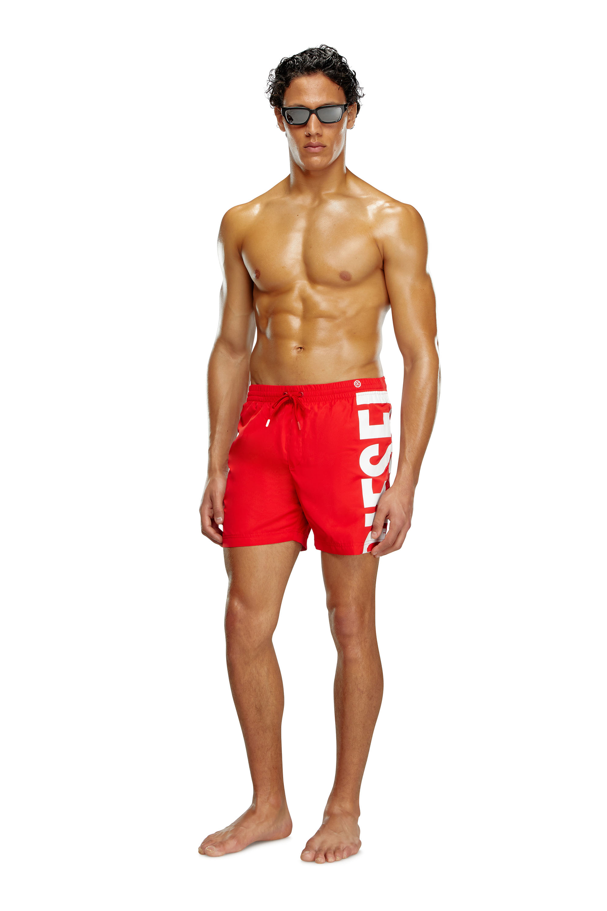 Diesel - BMBX-RIO-41, Male's Board shorts with side logo print in Red - 1