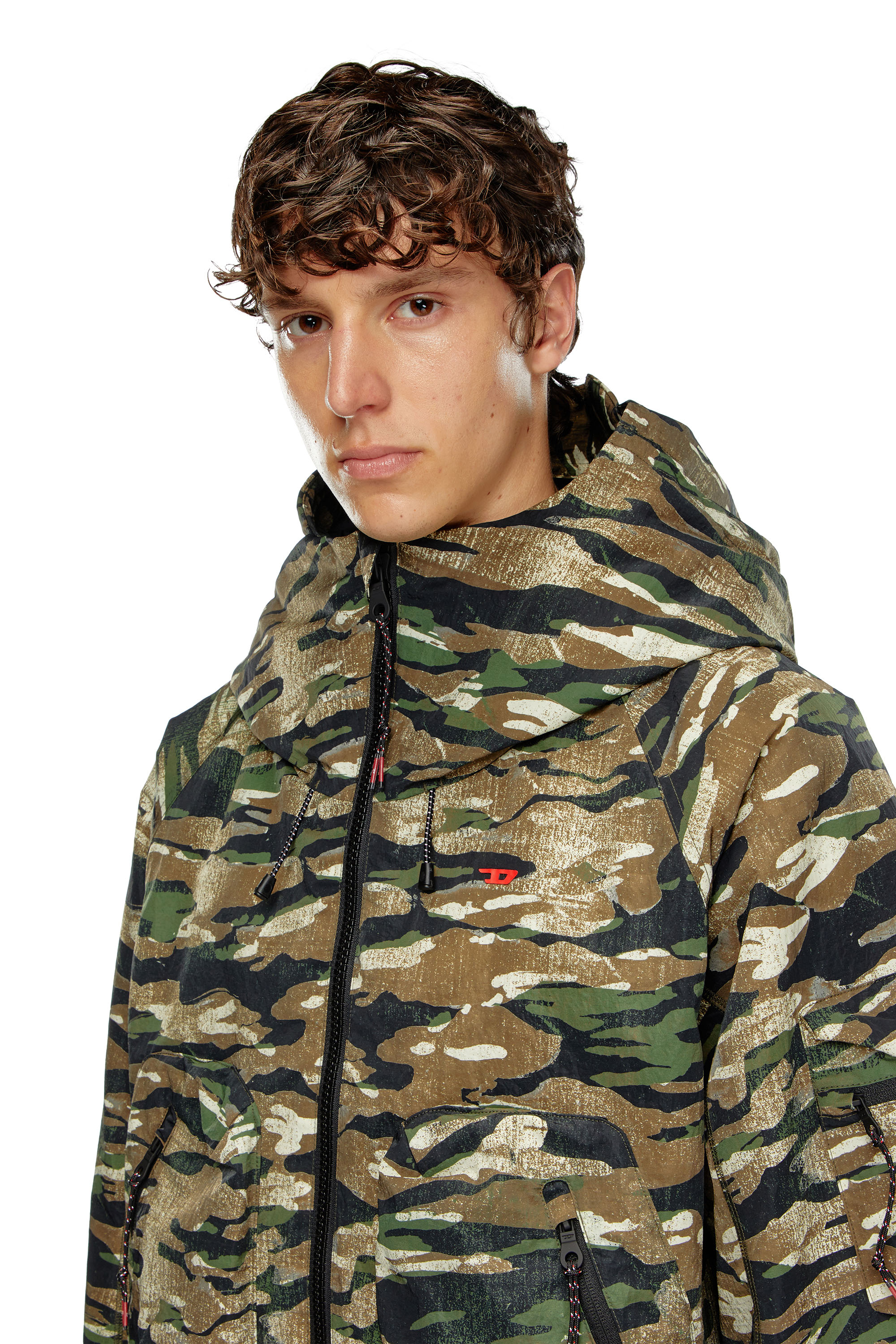 Diesel - AMWT-BERNARD-WT24, Male's Camouflage hooded jacket in Green/Brown - 4