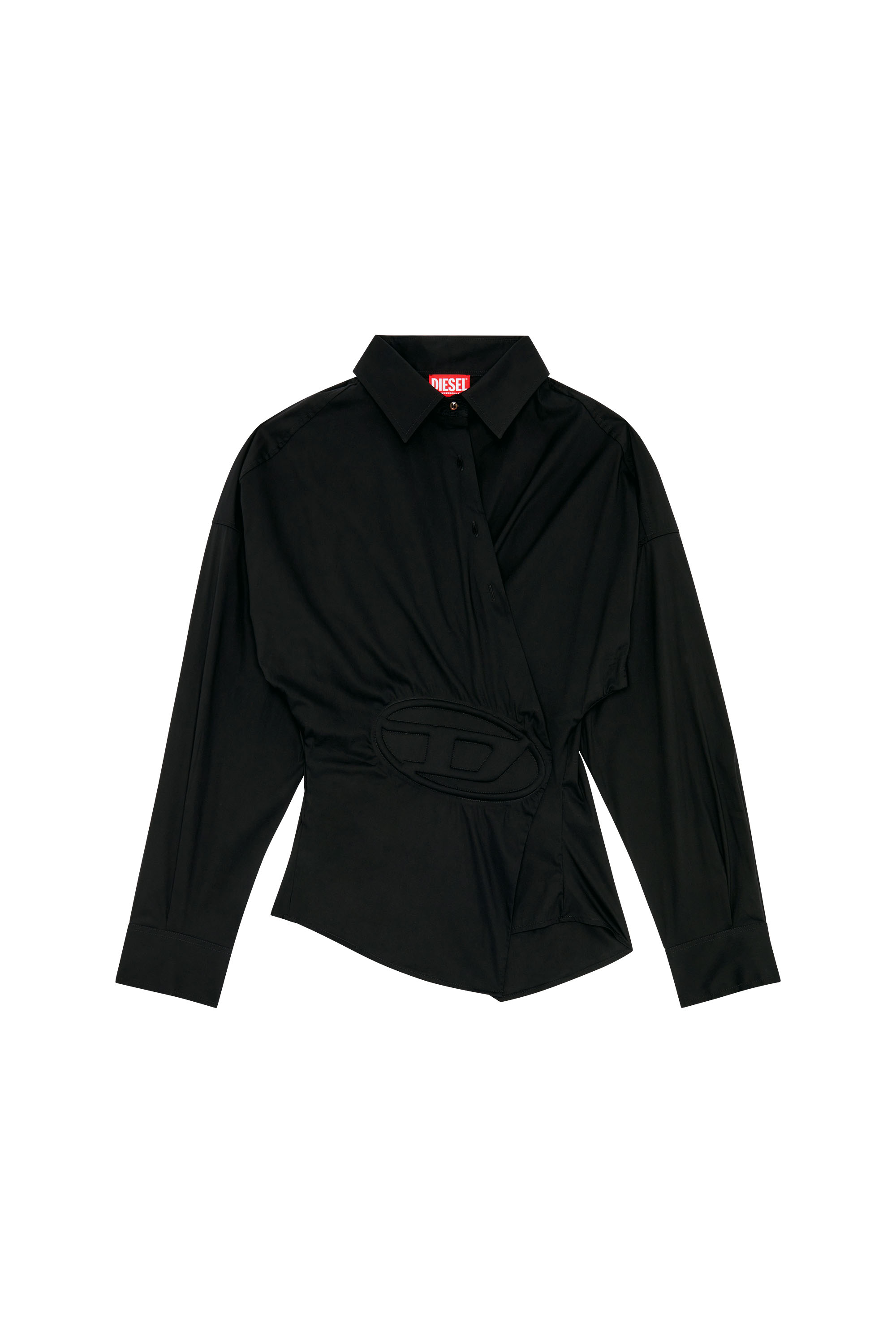 Diesel - C-SIZ-N1, Female Wrap shirt with embossed logo in Black - Image 4