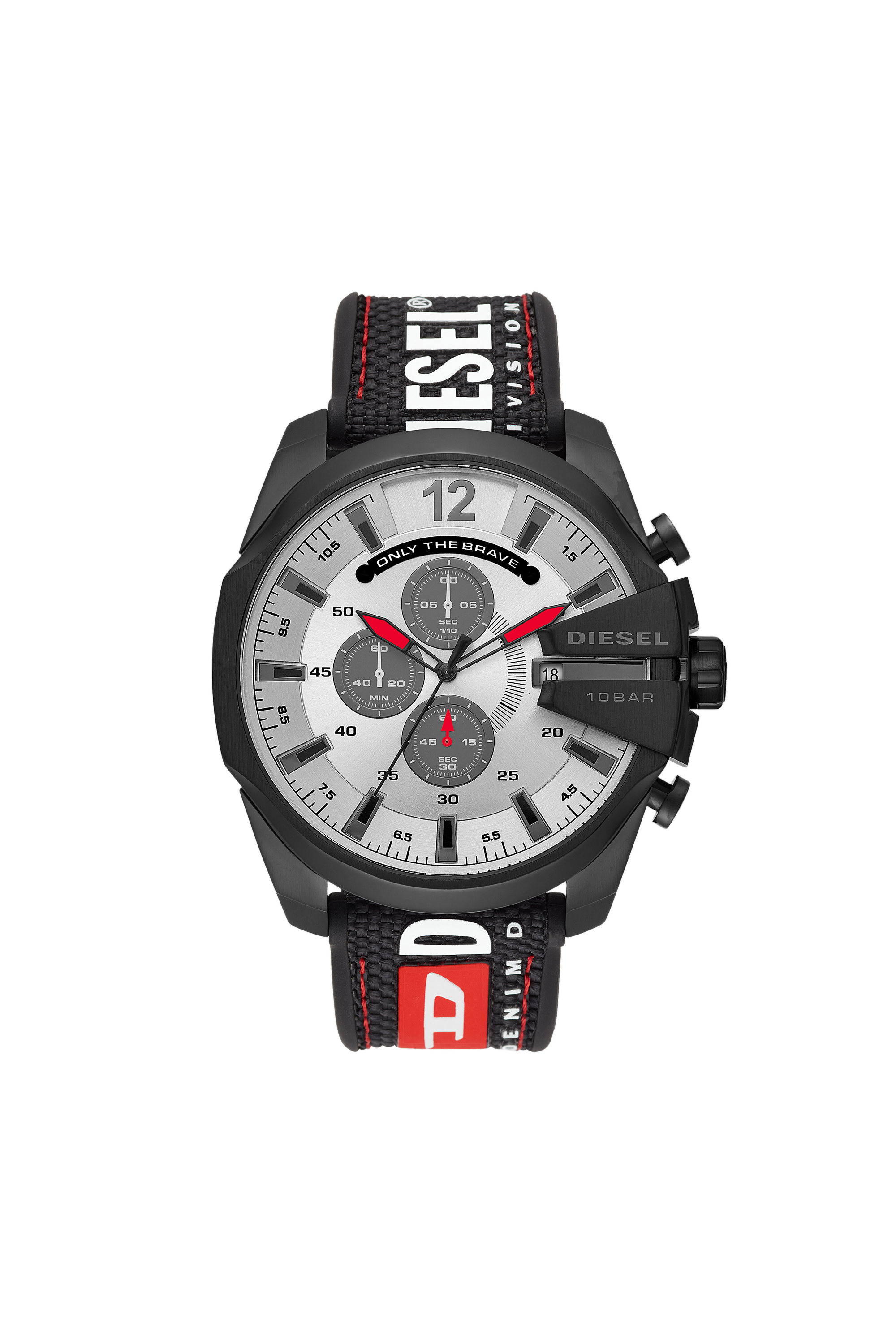 Diesel - DZ4512, Male Mega Chief chronograph black nylon watch in Black - Image 1