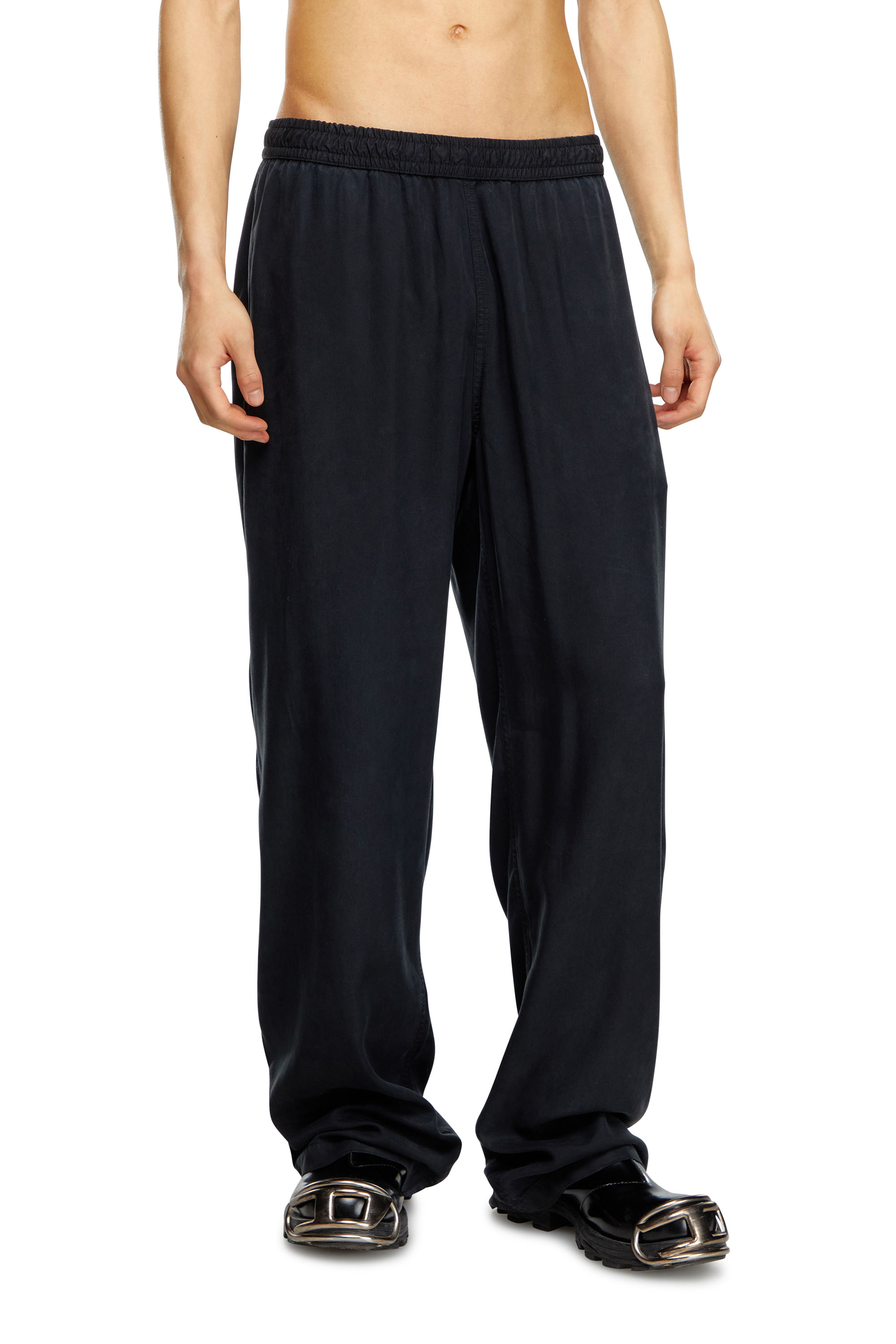 Diesel - P-DREYER-C, Male's Drawstring pants in faded twill in Black - 1