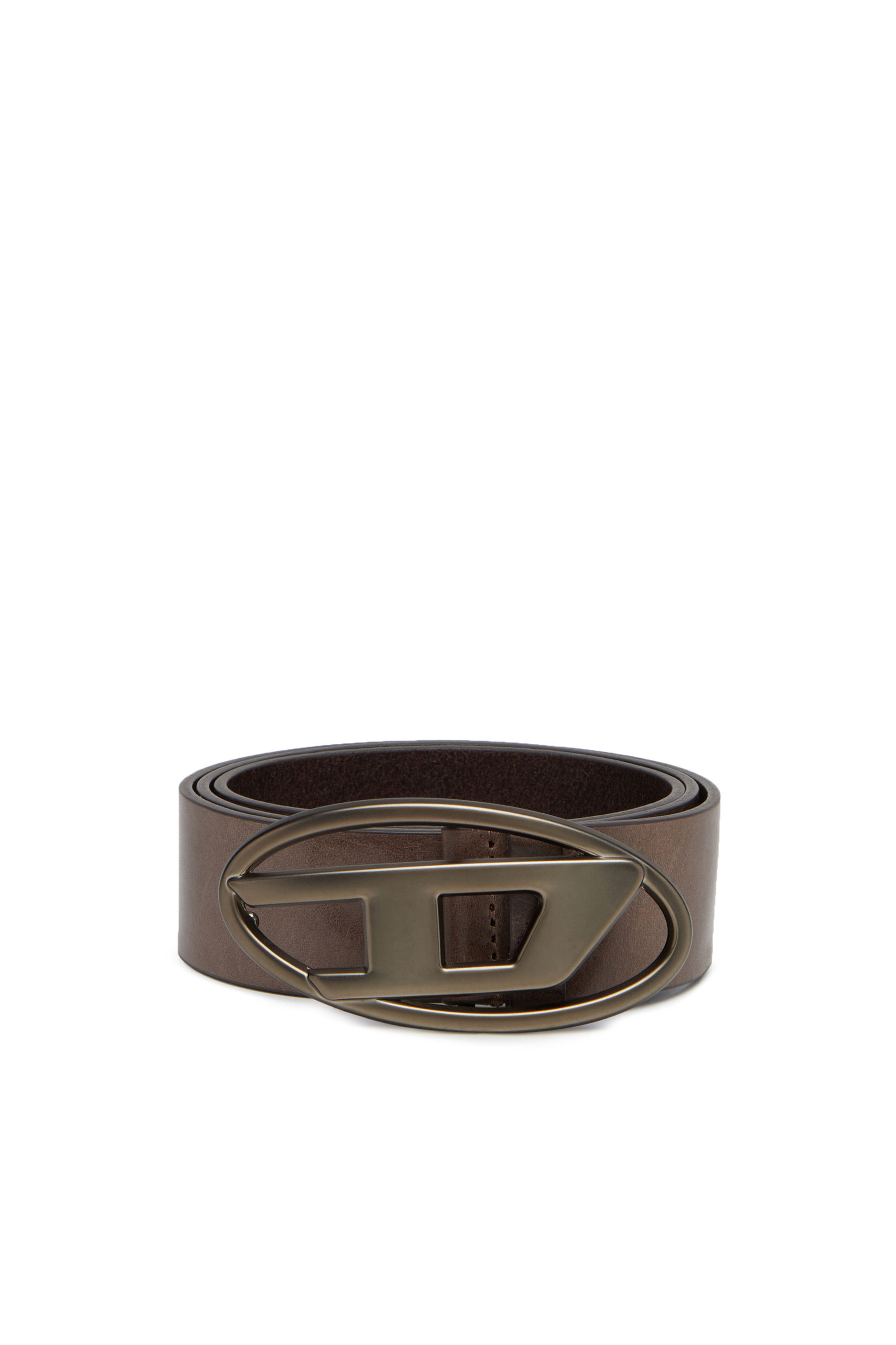 Diesel - B-1DR, Unisex Leather belt with tonal buckle in Brown - Image 1