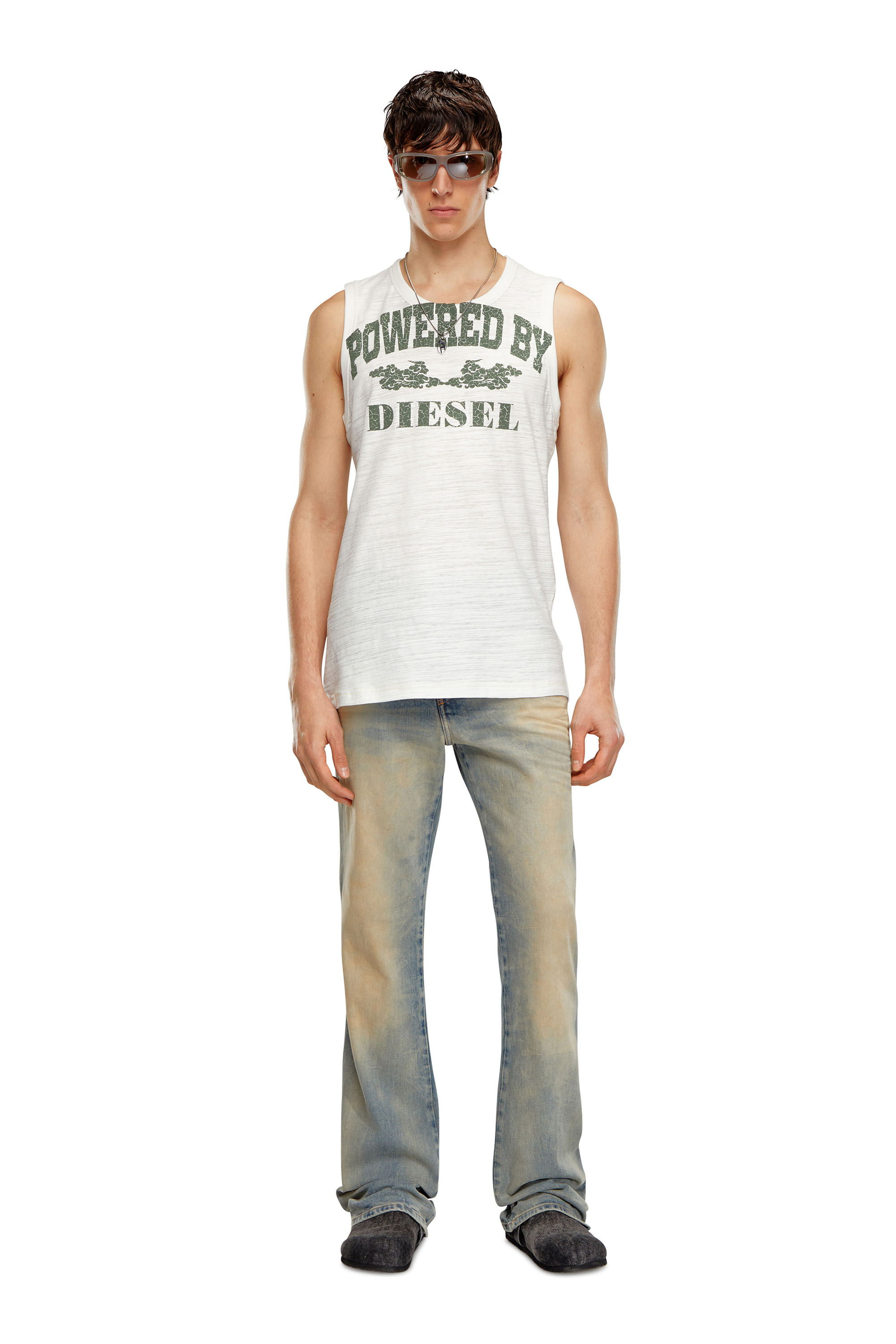 Diesel - T-HOPPY-N1, Male Slub tank top with flocked print in White - Image 3