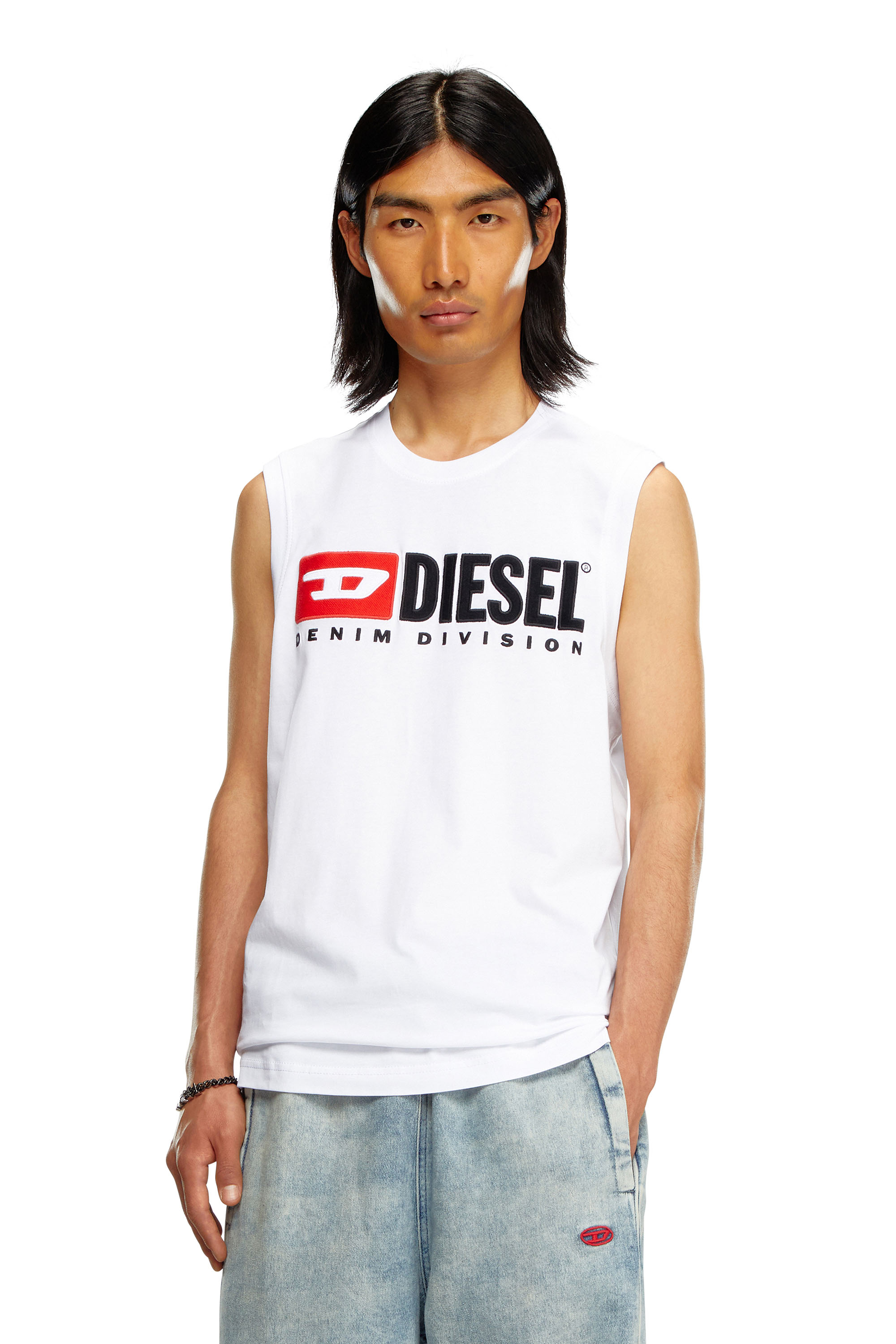 Diesel - T-ISCO-DIV, Male Tank top with chest logo print in White - Image 1