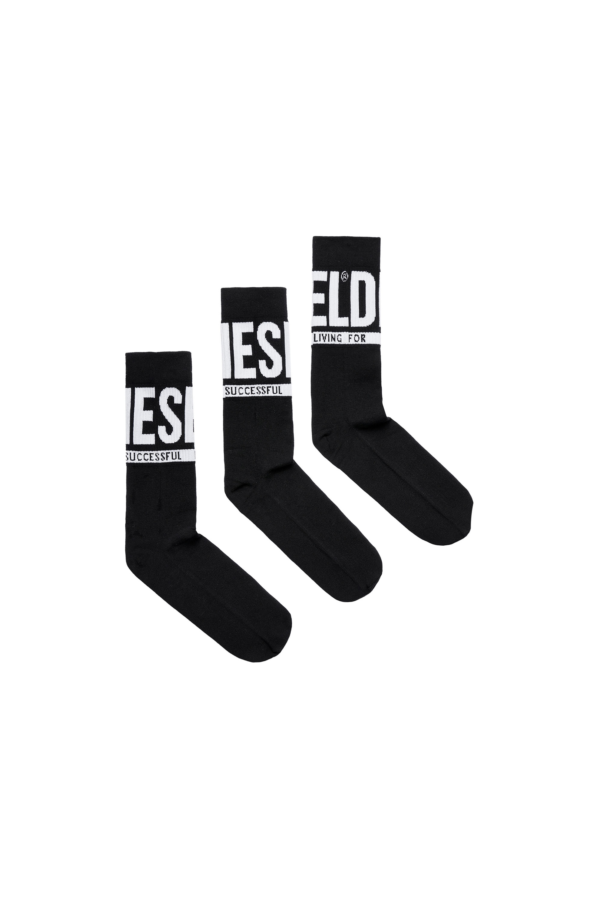 Diesel - SKM-RAY-THREEPACK, Male 3-pack socks with Diesel logo in Black - Image 1