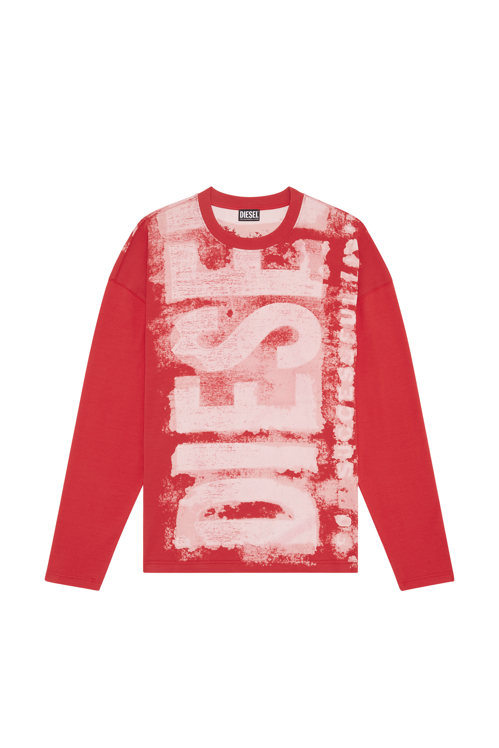 Diesel - T-WASRIB, Male Long-sleeve T-shirt with smudged logo in Red - Image 6