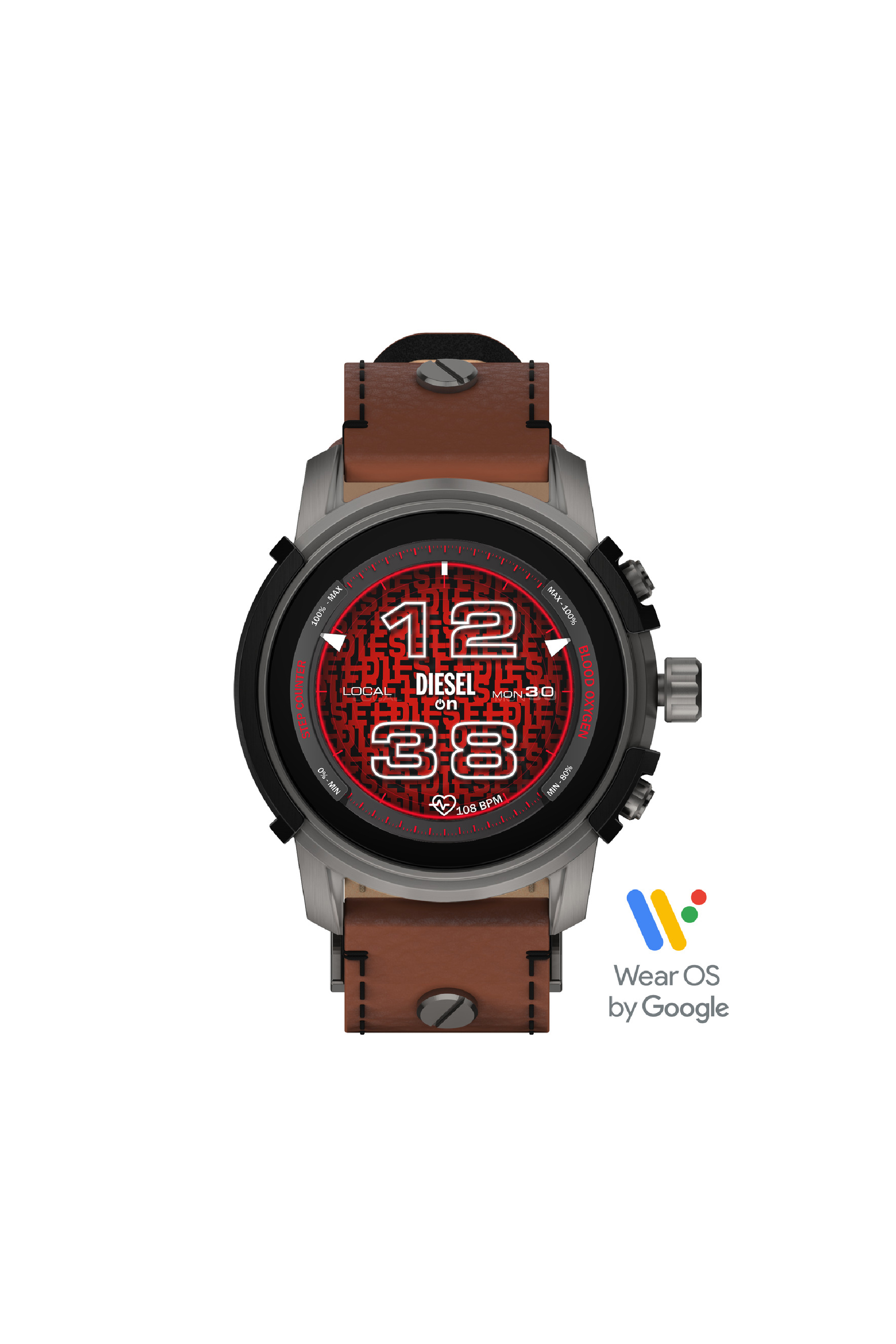 Diesel - DZT2043, Male Griffed leather smartwatch in Brown - Image 5