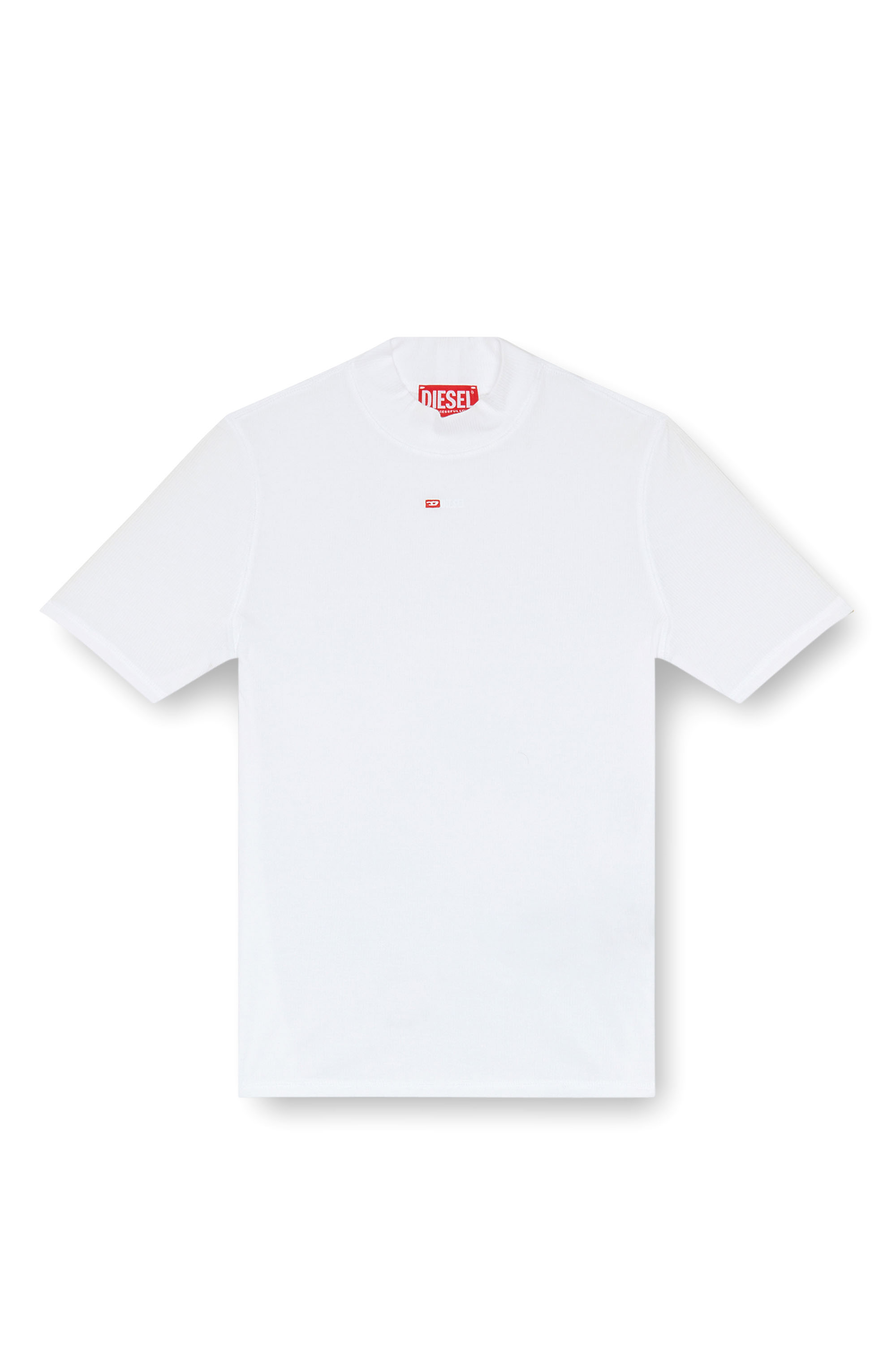 Diesel - T-MOKKY-MICRODIV, Femme T-shirt côtelé avec col montant in Blanc - Image 4