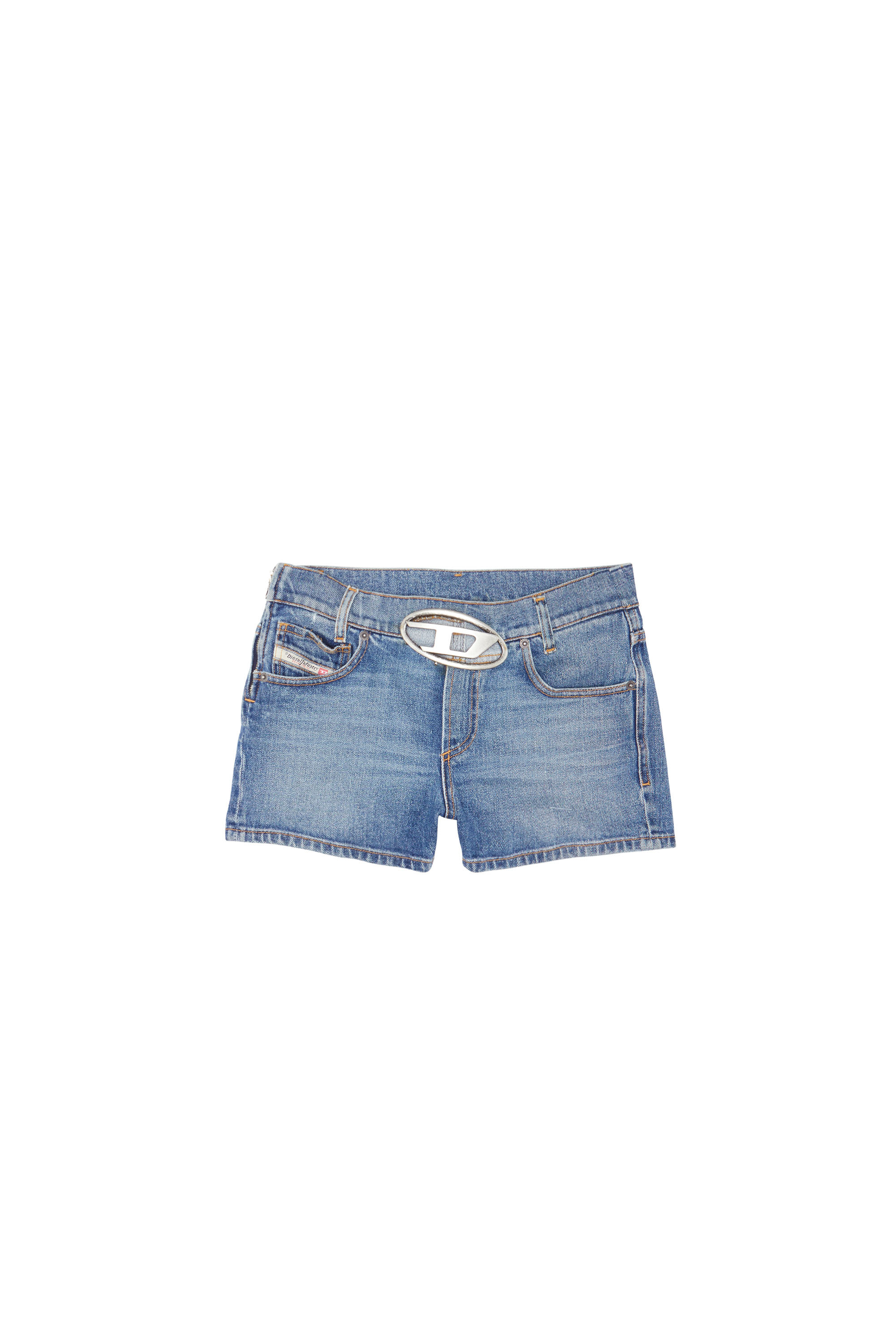 Diesel - DE-LYLA-SH-FSC, Female Denim shorts with a logo buckle in Blue - Image 6