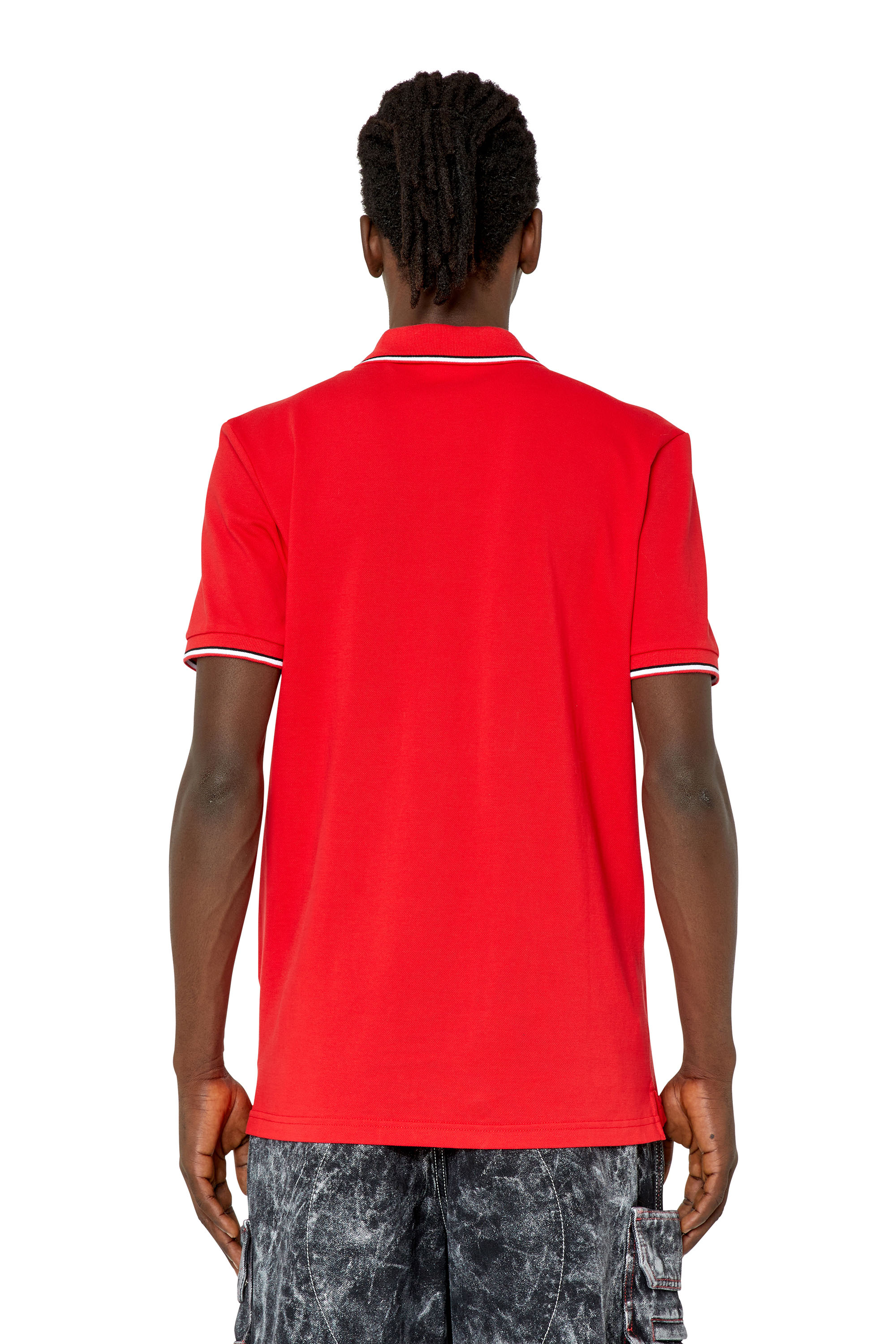 Diesel - T-SMITH-D, Male Polo shirt with striped trims in Red - Image 2