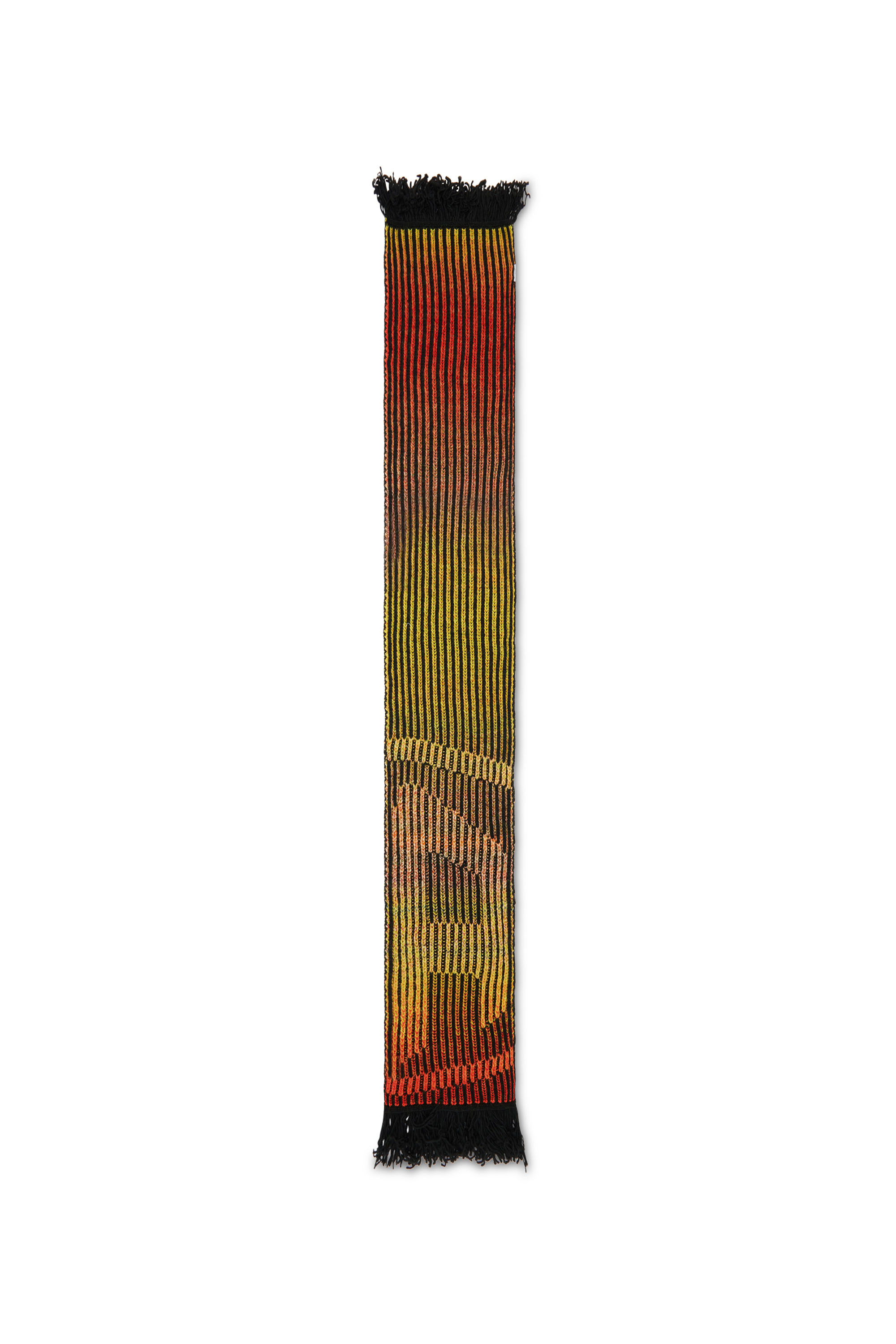 Diesel - K-SHADY, Unisex's Ribbed scarf with dégradé neon stripes in Yellow/Orange - 2