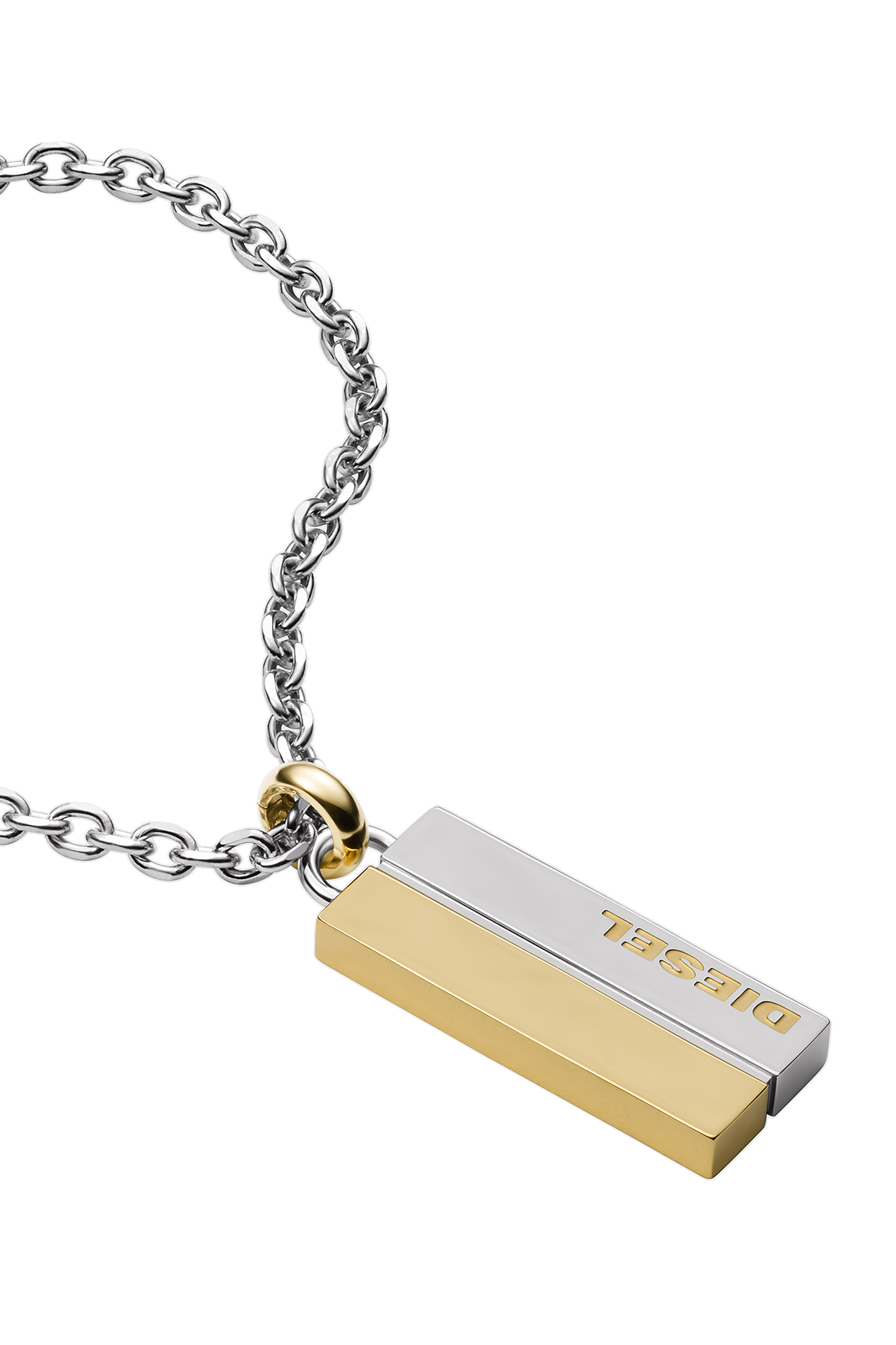 Diesel - DX1266, Homme Collier en chaîne à maillons en acier inoxydable avec pendentif bicolore in Gris argenté - Image 1