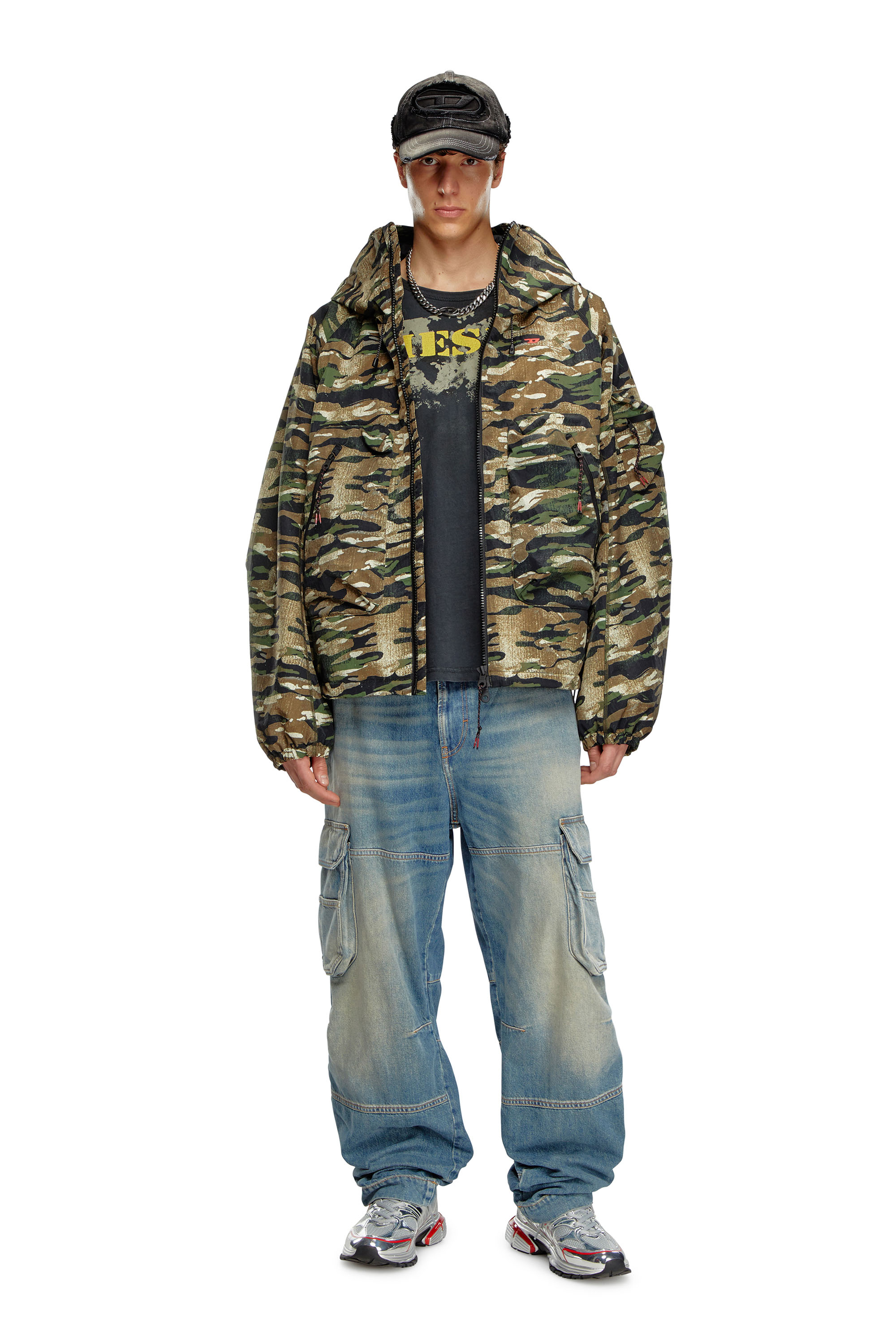 Diesel - AMWT-BERNARD-WT24, Male's Camouflage hooded jacket in Green/Brown - 2