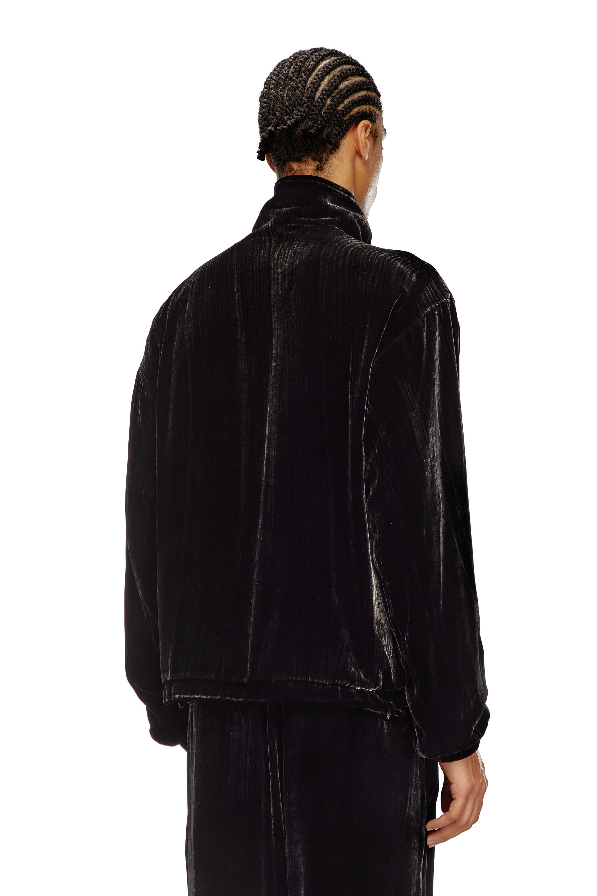 Diesel - J-SALFORD, Male's Treated silk-blend velvet jacket in Black - 3