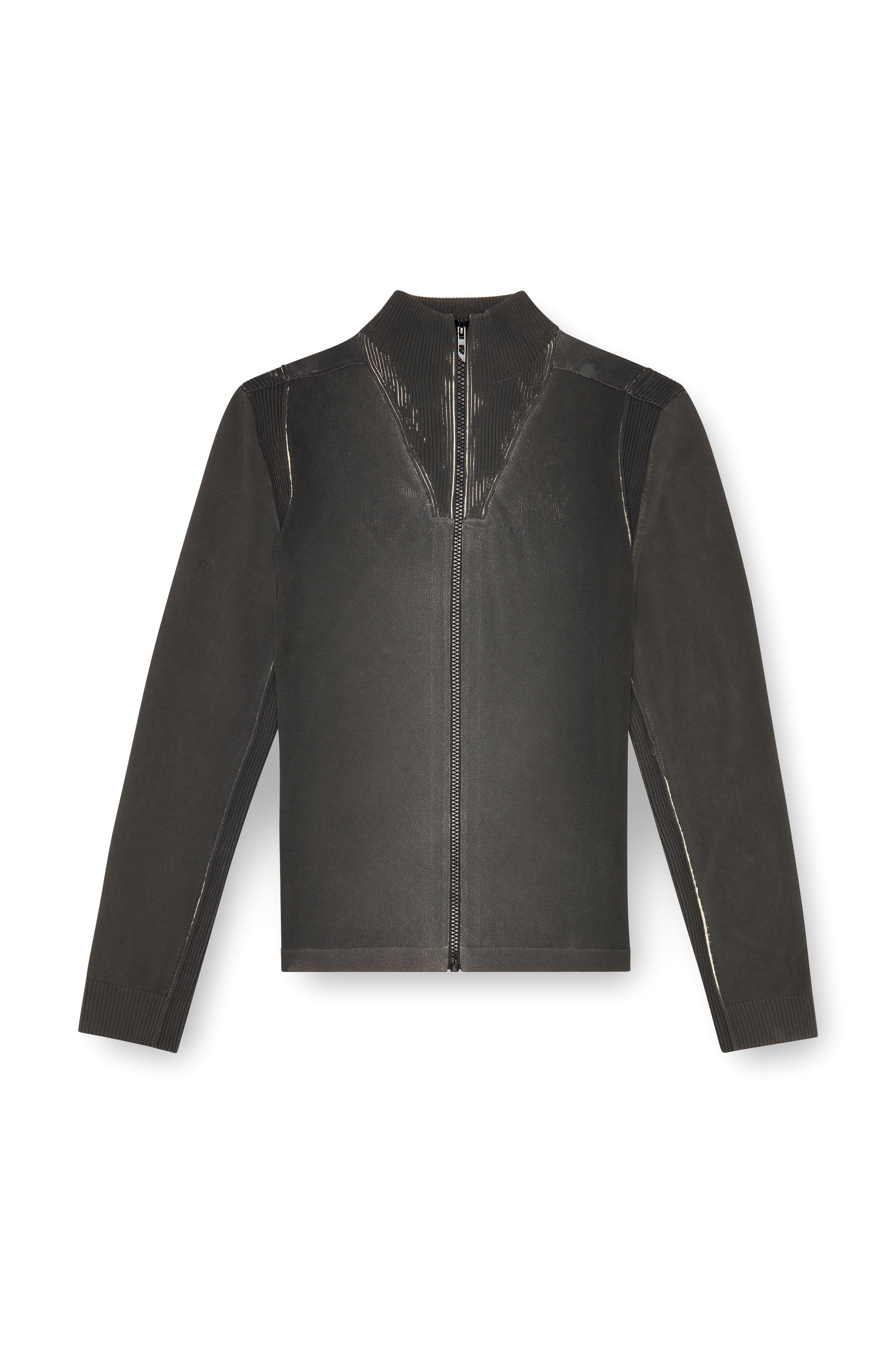 Diesel - K-DENIM-ZIP, Homme Cardigan zippé en coton traité in Noir - Image 5