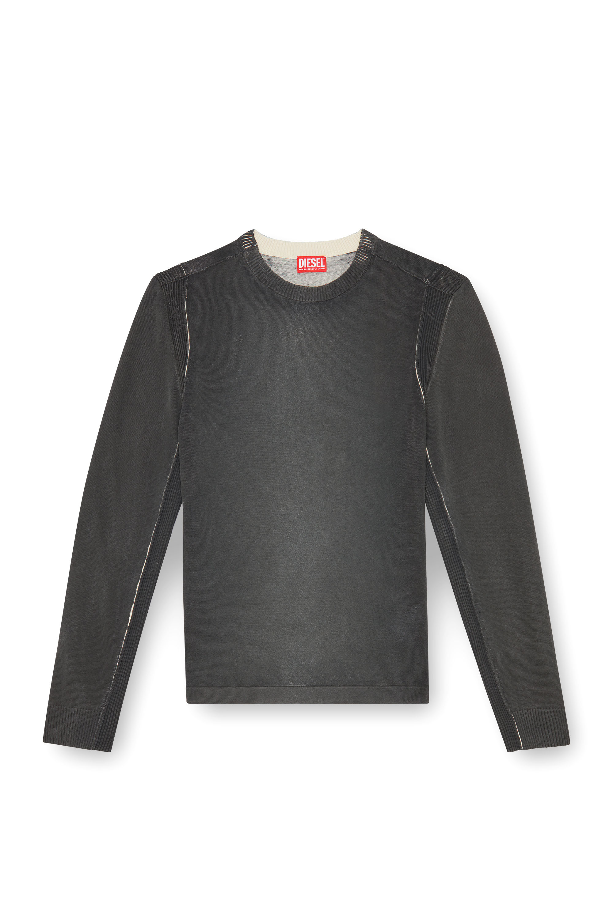 Diesel - K-DENIM-ROUND, Homme Pull en coton traité in Noir - Image 5