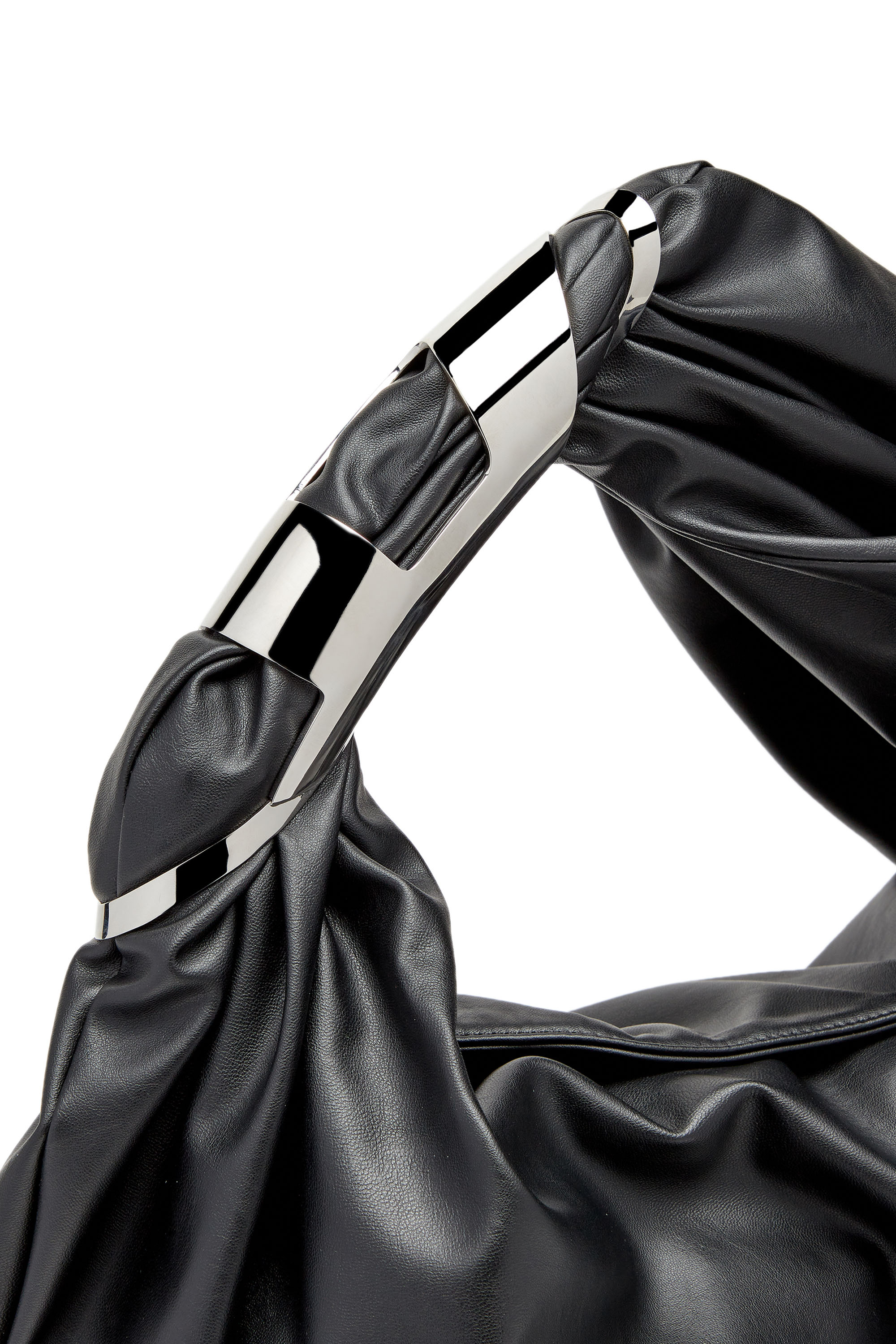 Diesel - GRAB-D HOBO M, Female Grab-D M-Embellished hobo bag in stretch PU in Black - Image 5