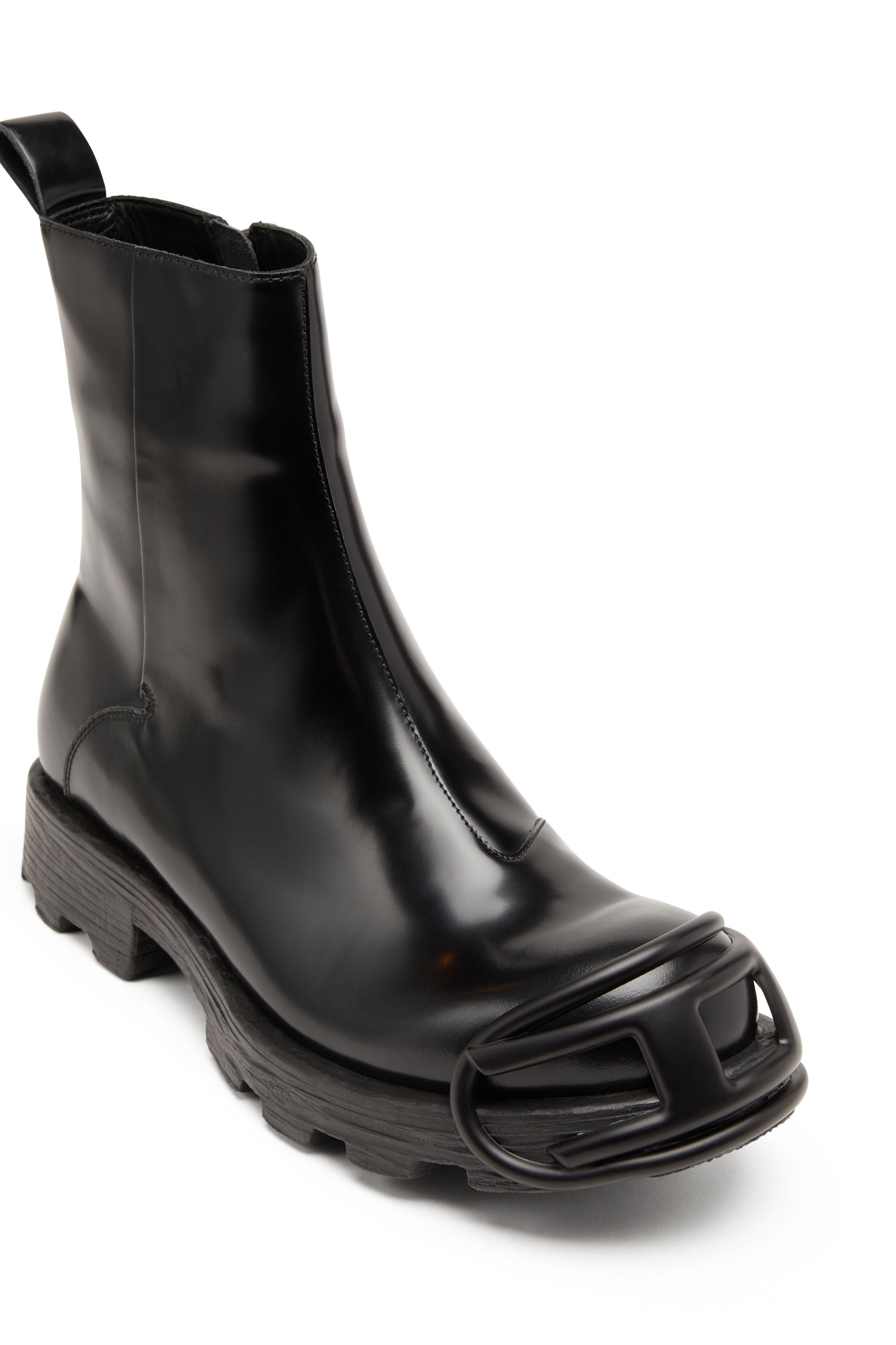 Diesel - D-HAMMER BT ZIP D, D-Hammer-Bottines Chelsea en cuir avec embout Oval D Homme in Noir - 6