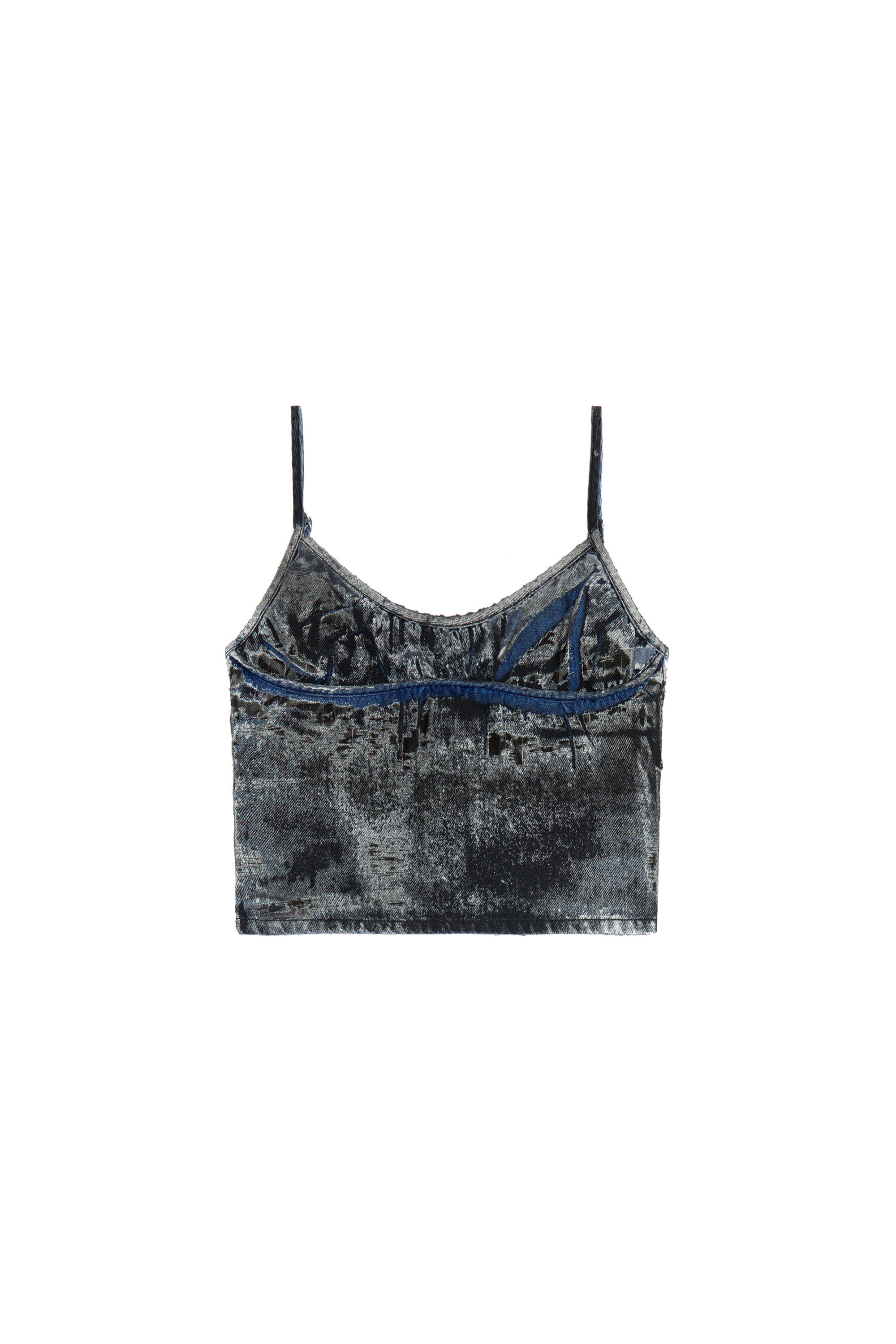 Diesel - DE-VERNI-FSE, Female's Top in pinstriped devoré denim in Black - 2