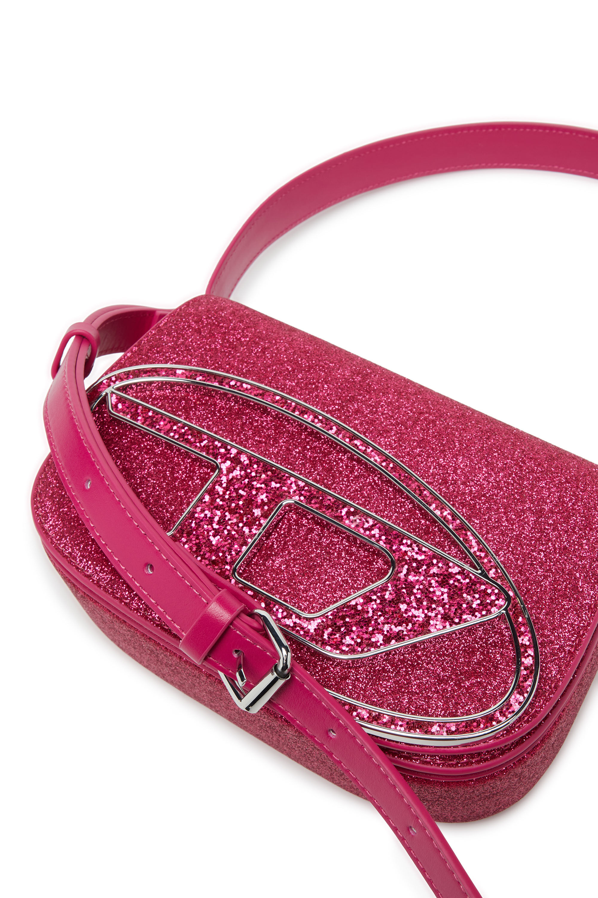 Diesel - 1DR, Female 1DR-Iconic shoulder bag in glitter fabric in Pink - Image 5