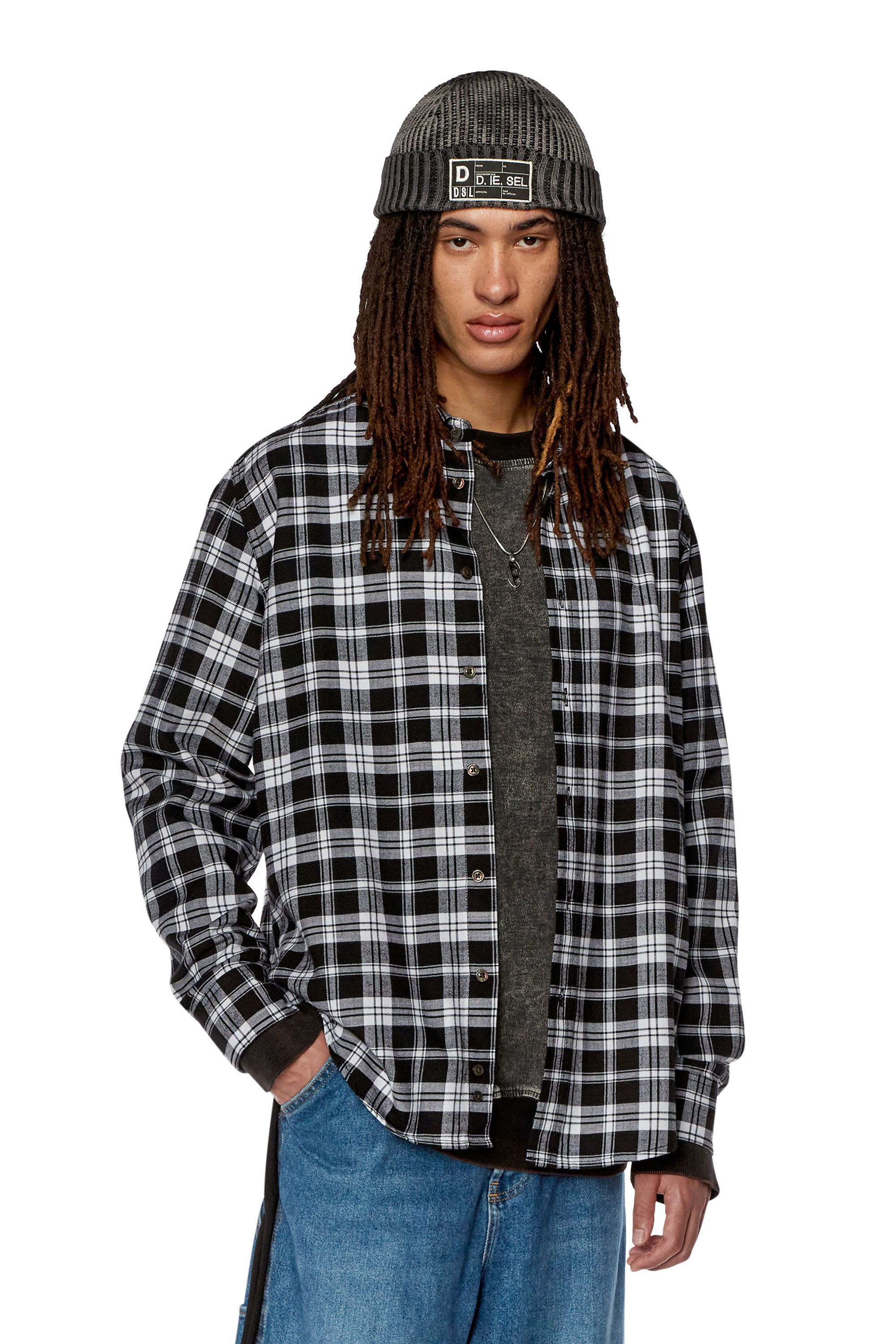 Diesel - S-UMBE-CHECK-NW, Male Shirt in checked flannel in Multicolor - Image 3
