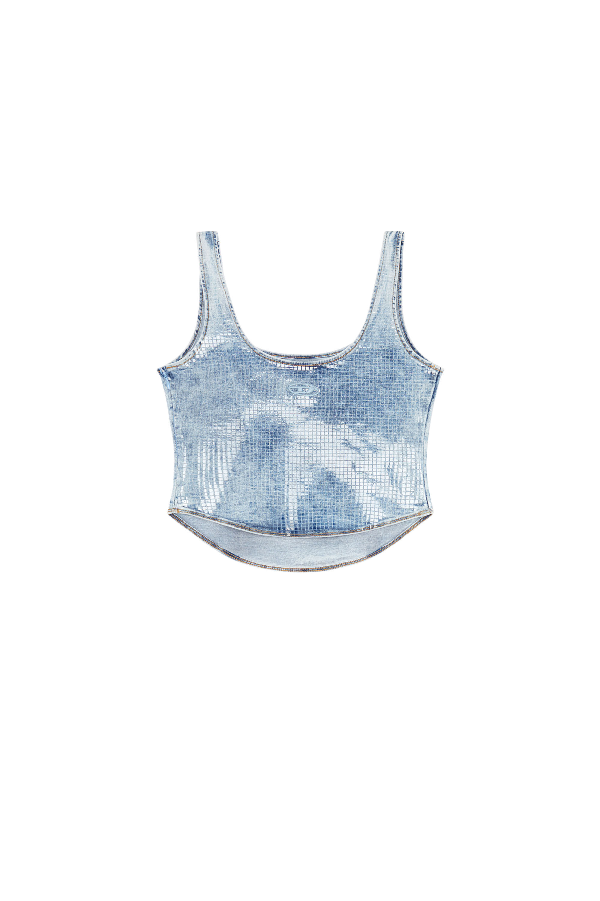 Diesel - DE-SHI-S, Female's Tank top in sequin denim in Light Blue - 2