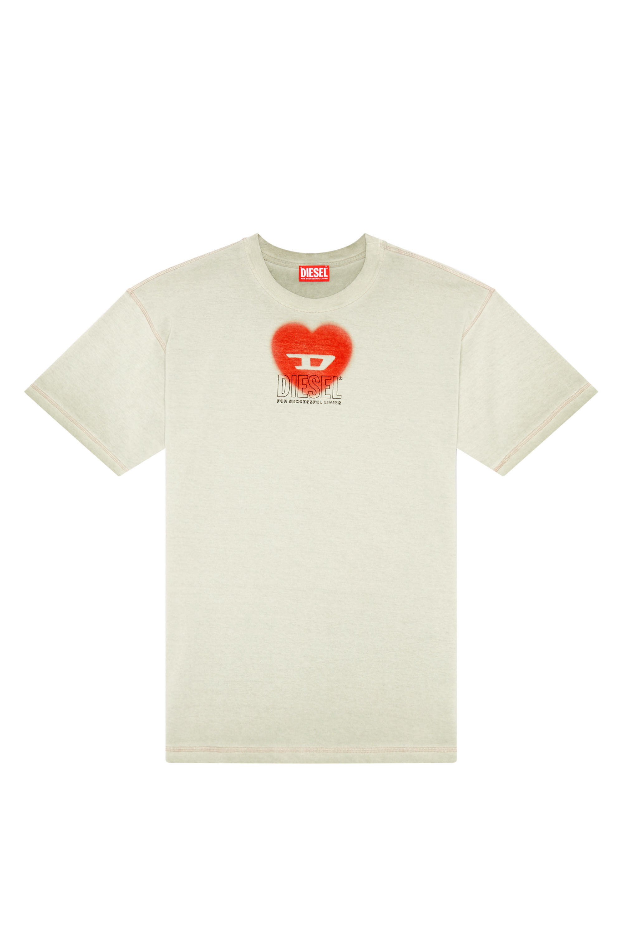 Diesel - T-BUXT-N4, Female's T-shirt with heart print in Beige - 2