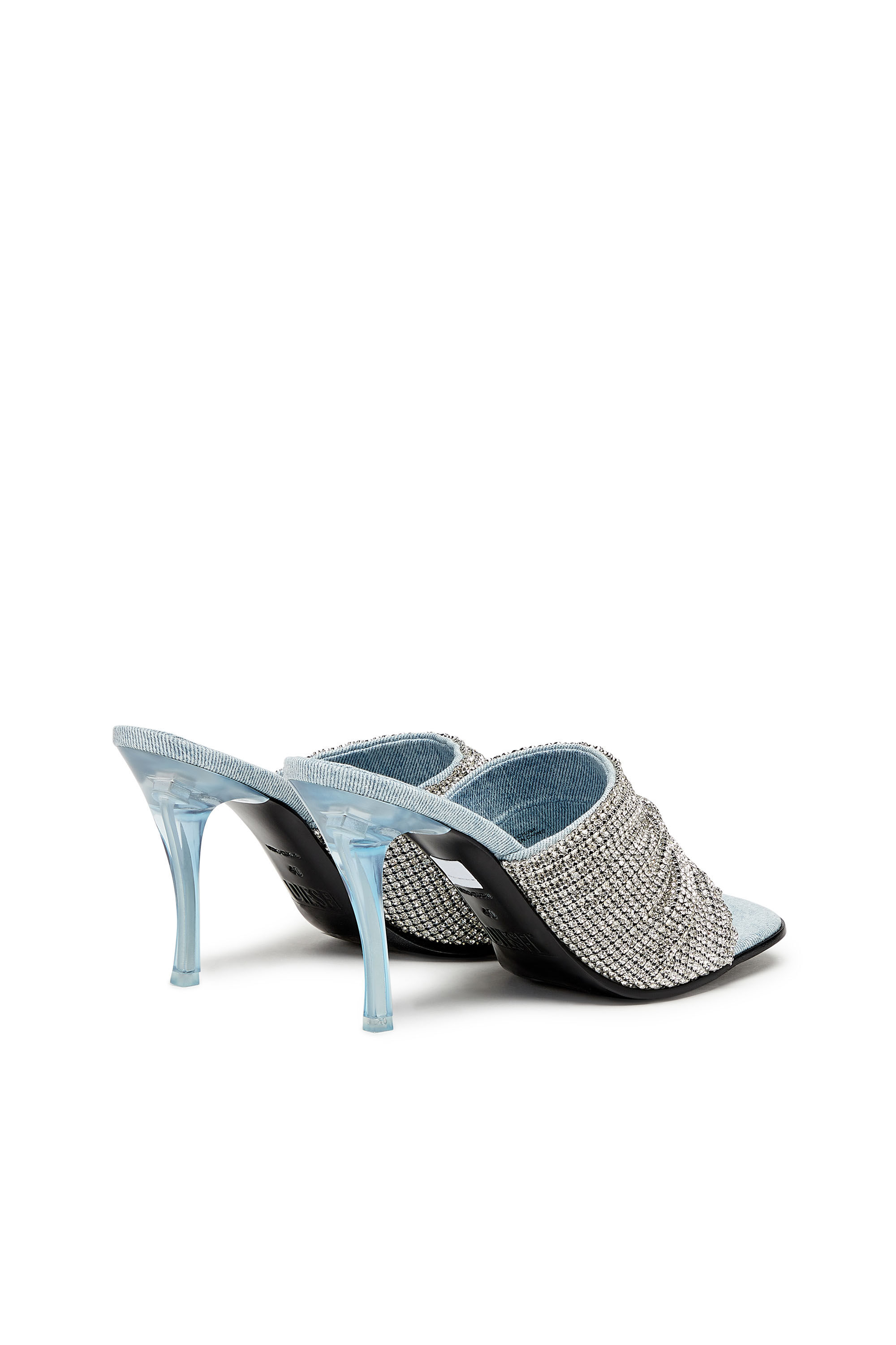 Diesel - D-SYDNEY SDL S, Female D-Sydney Sdl S Sandals - Mule sandals with rhinestone band in Silver - Image 3