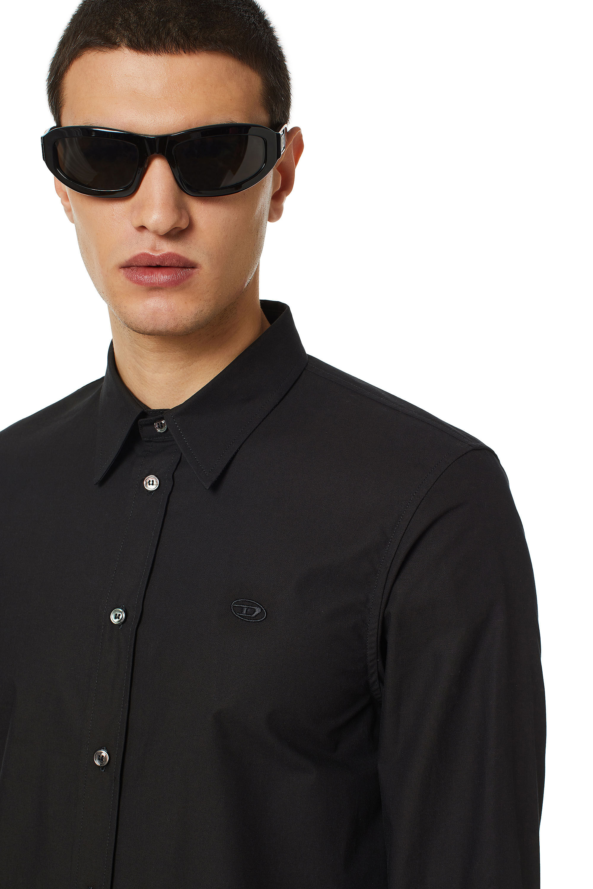 Diesel - S-BEN-CL, Male Shirt in technical cotton in Black - Image 4