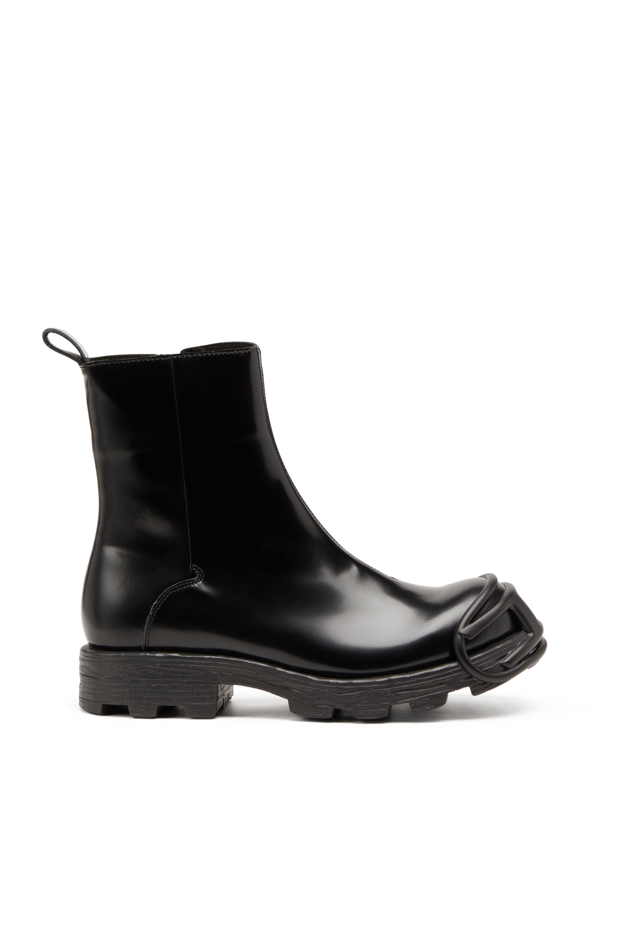 Diesel - D-HAMMER BT ZIP D, D-Hammer-Bottines Chelsea en cuir avec embout Oval D Homme in Noir - 1