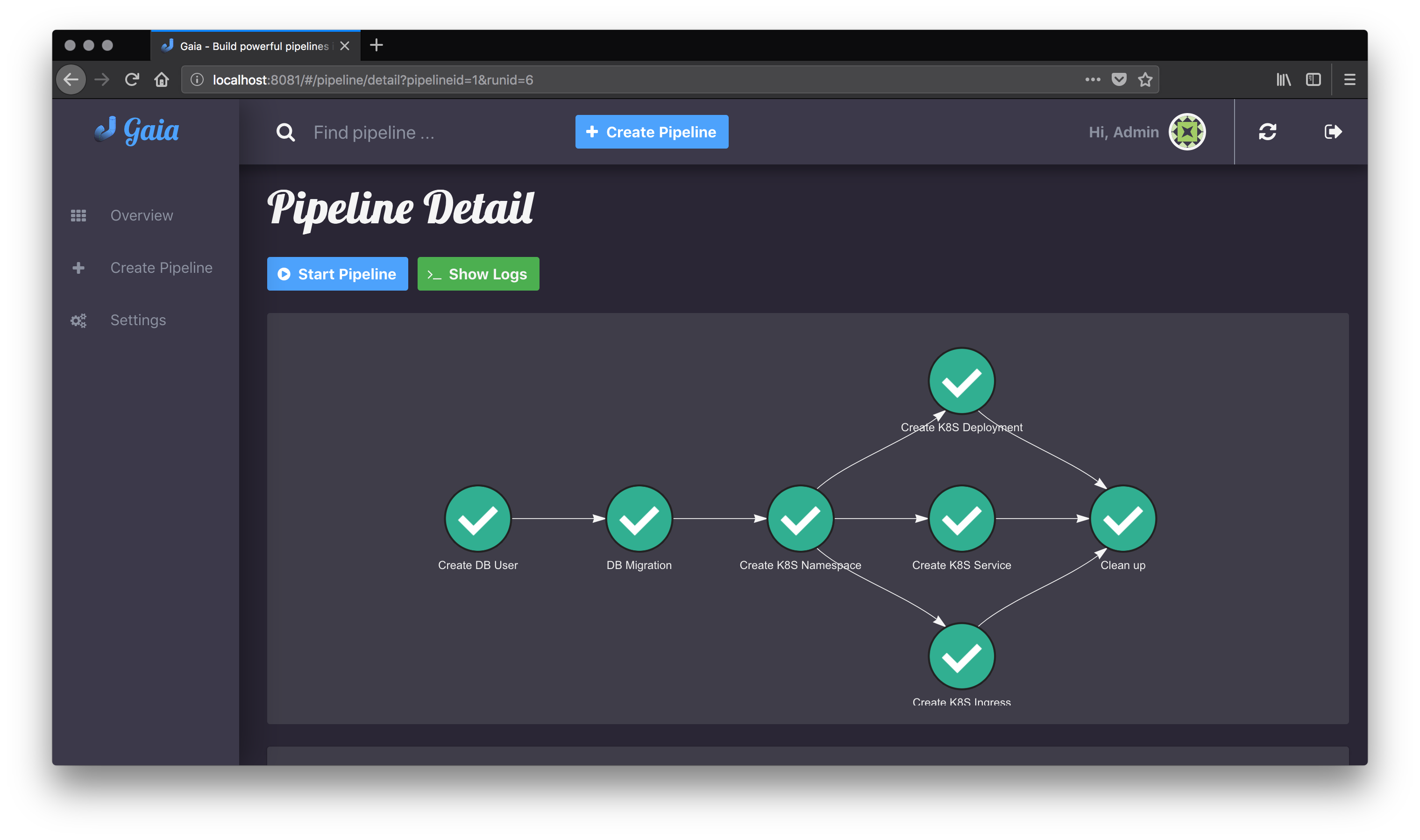 gaia pipeline detailed screenshot