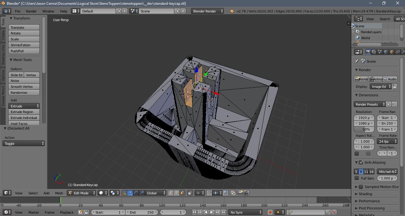 Demonstration image of Editing the 3D model with Blender