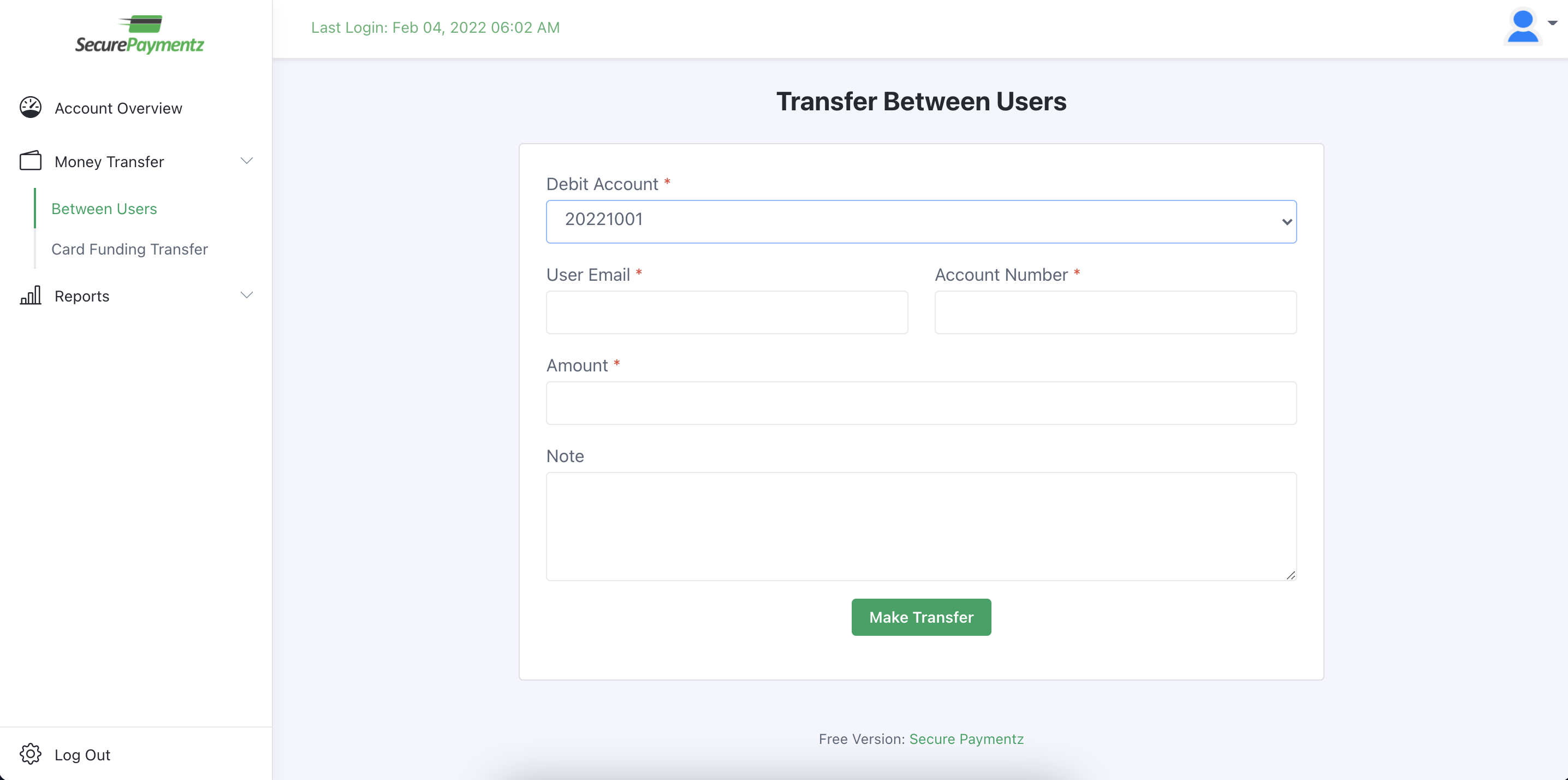 Banking Software - Transfer money to users 