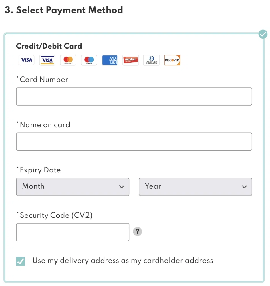 Screenshot of available merchant feature