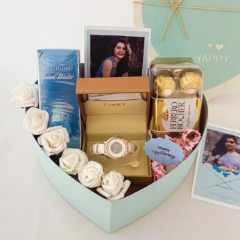 Luxury Birthday gift hamper with Davidoff cool water, Timex watch, Chocolates, And Cards