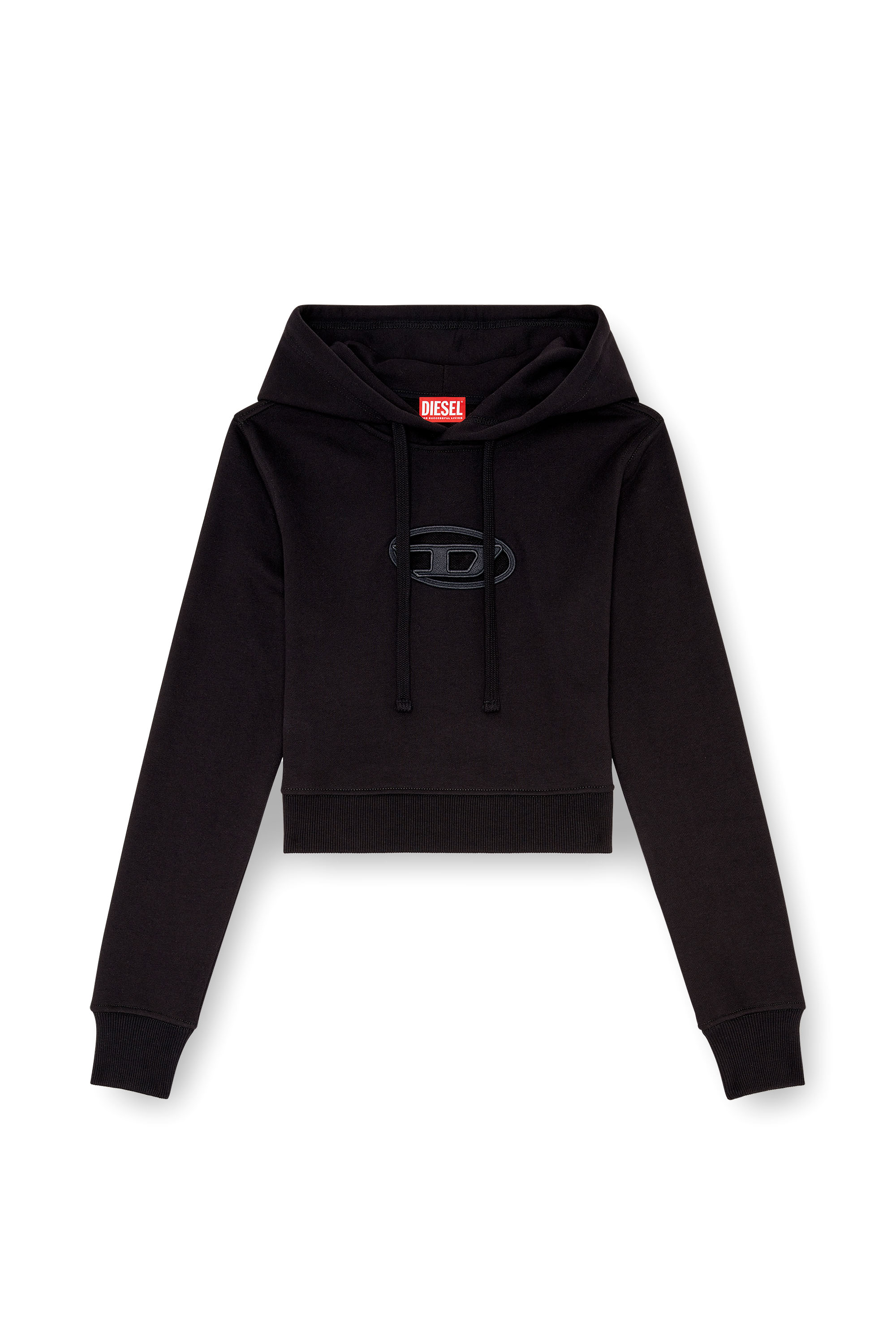 Diesel - F-SLIMMY-HOOD-OD, Damen Hoodie mit ausgeschnittenem Oval D-Logo in Schwarz - Image 3