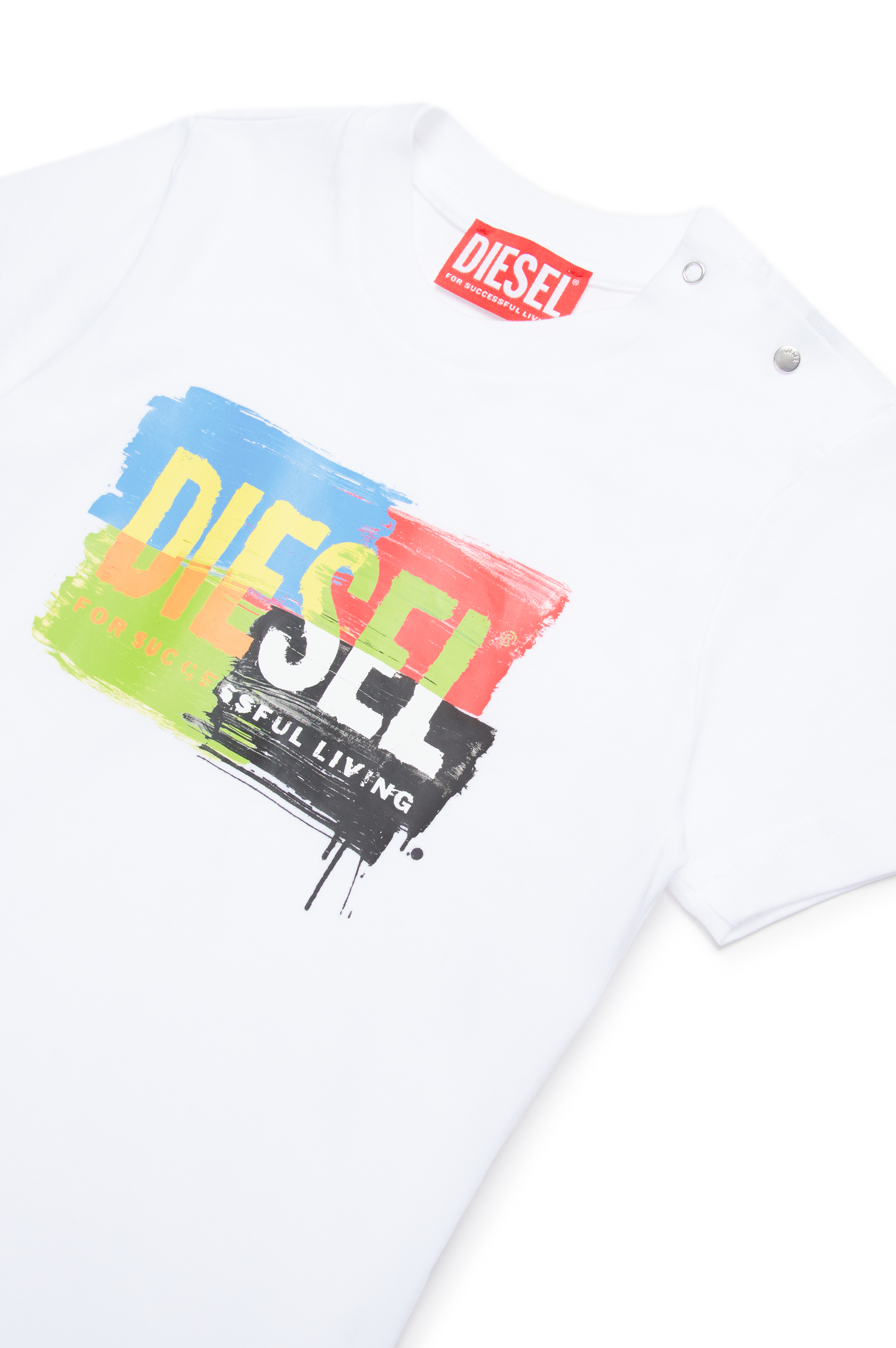 Diesel - TKANDB, Unisex T-Shirt mit Logo in aufgemalter Optik in Weiss - Image 3