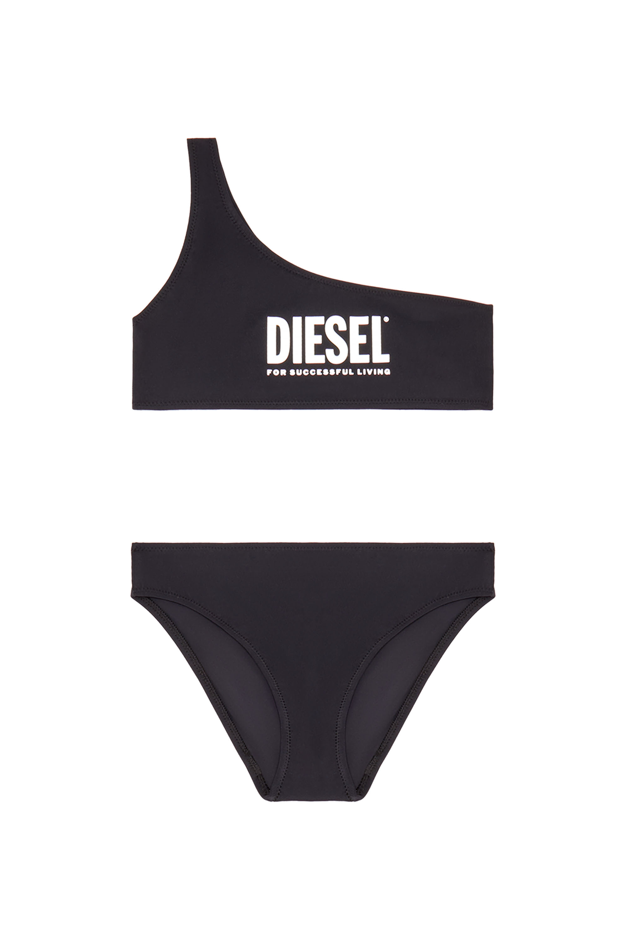 Diesel - MHOLDER, Damen One-Shoulder-Bikini mit Logo-Prints in Schwarz - Image 1