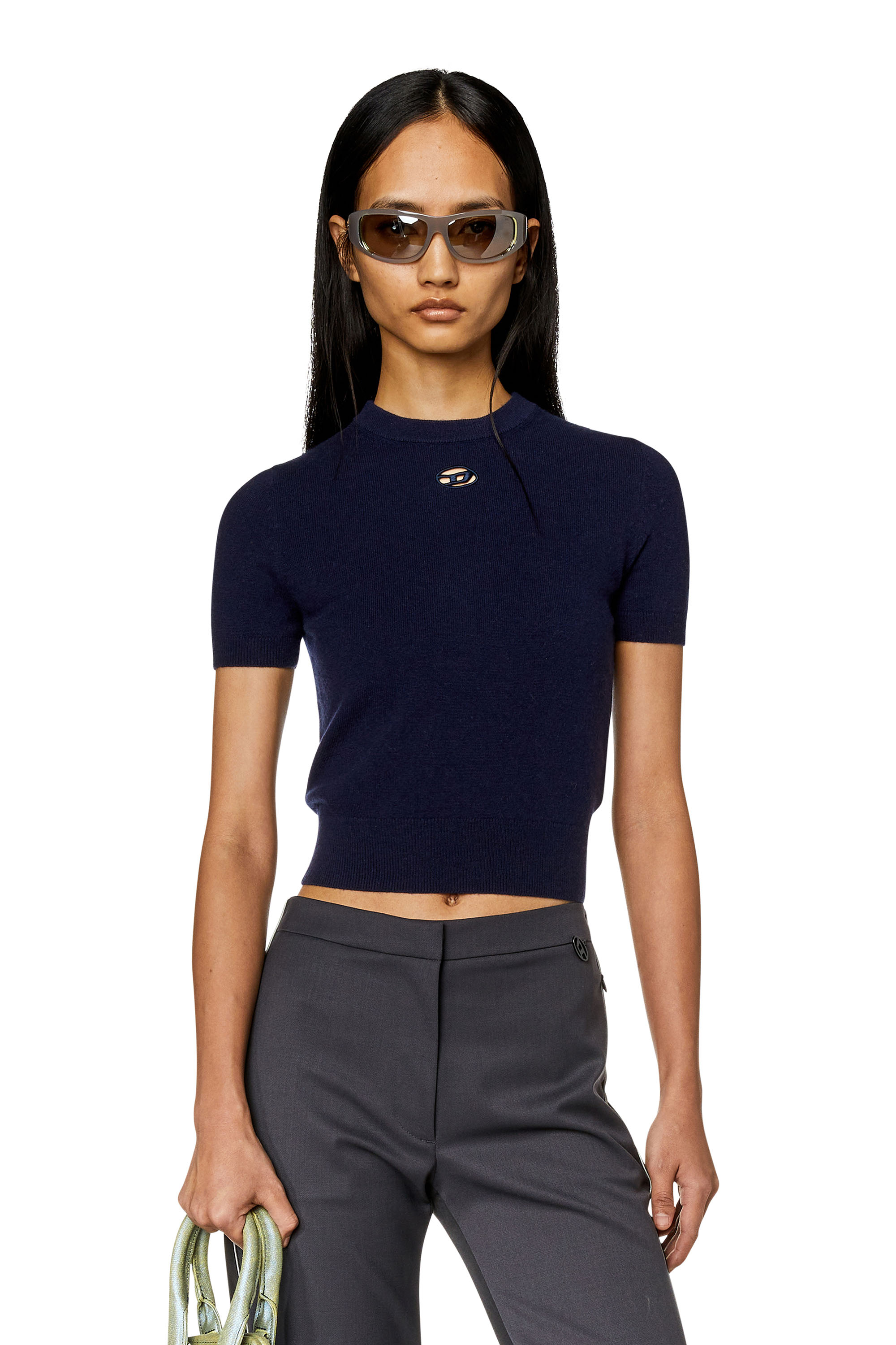 Diesel - M-ARGA, Woman Wool and cashmere top in Blue - Image 1