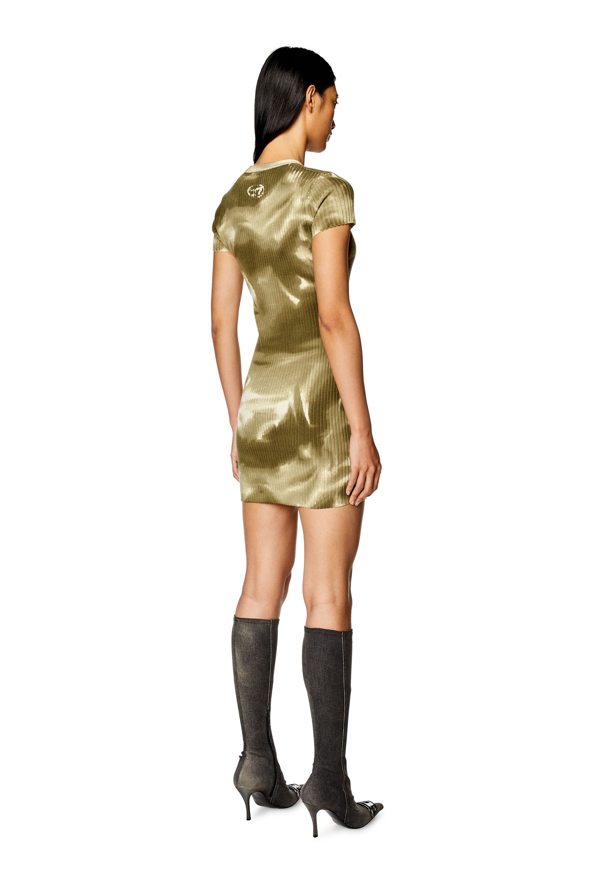 Diesel - M-BONET, Damen Kurzes Strickkleid aus Camouflage-Wolle in Grün - Image 3