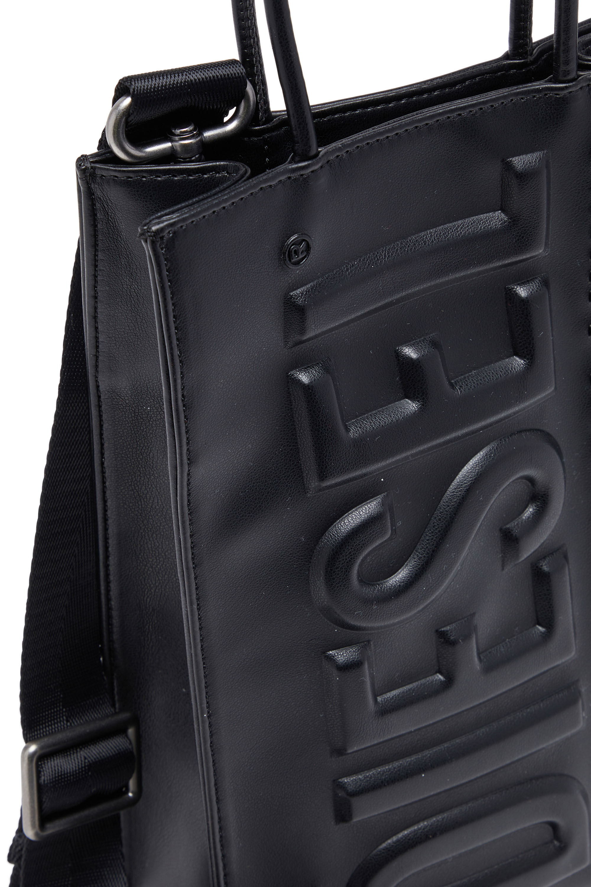 Diesel - DSL 3D SHOPPER M X, Unisex Dsl 3D M-Tote-Tasche aus PU mit Logo-Prägung in Schwarz - Image 5