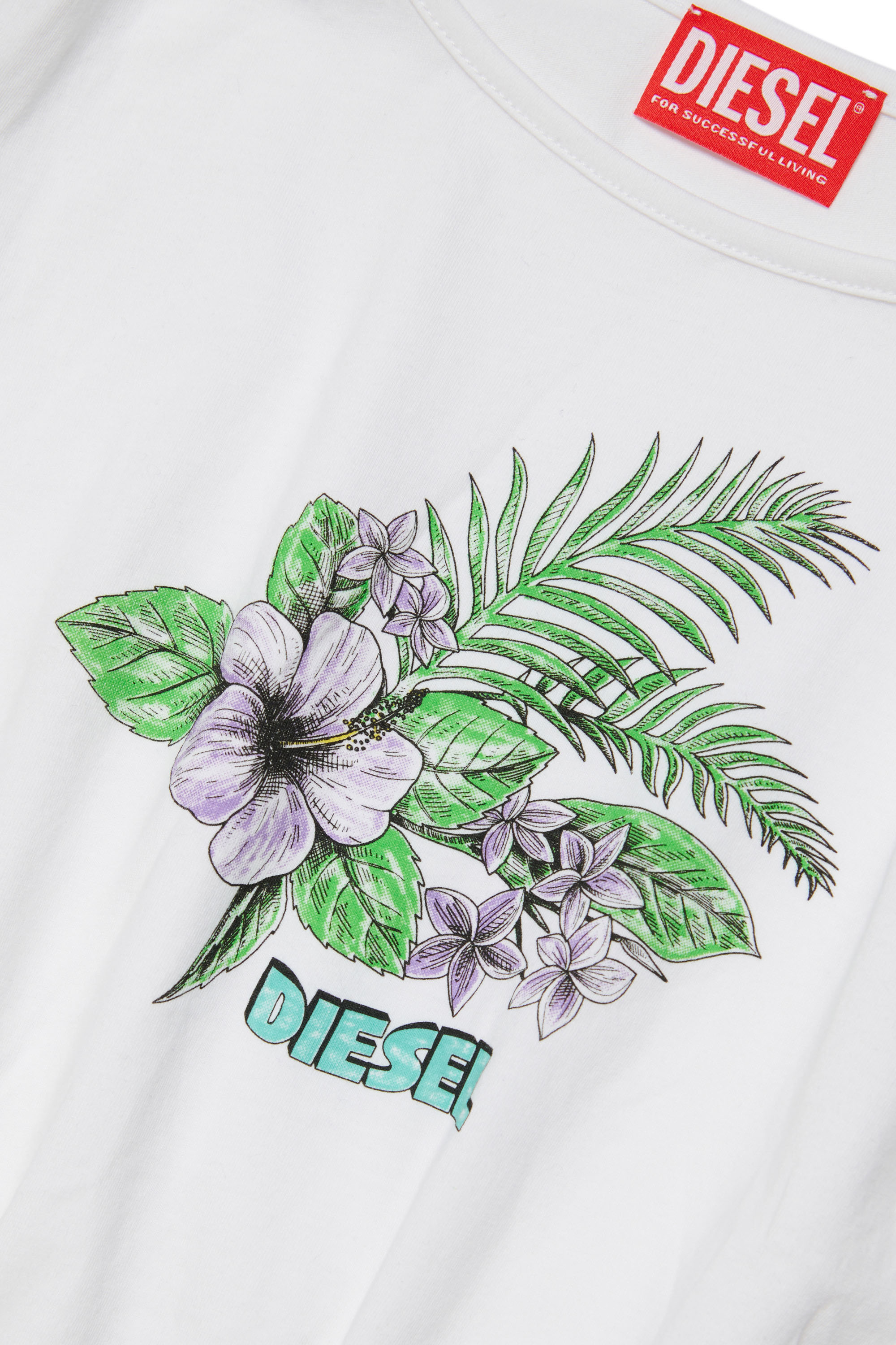 Diesel - MTOPALM, Woman Gathered top with floral print in White - Image 3