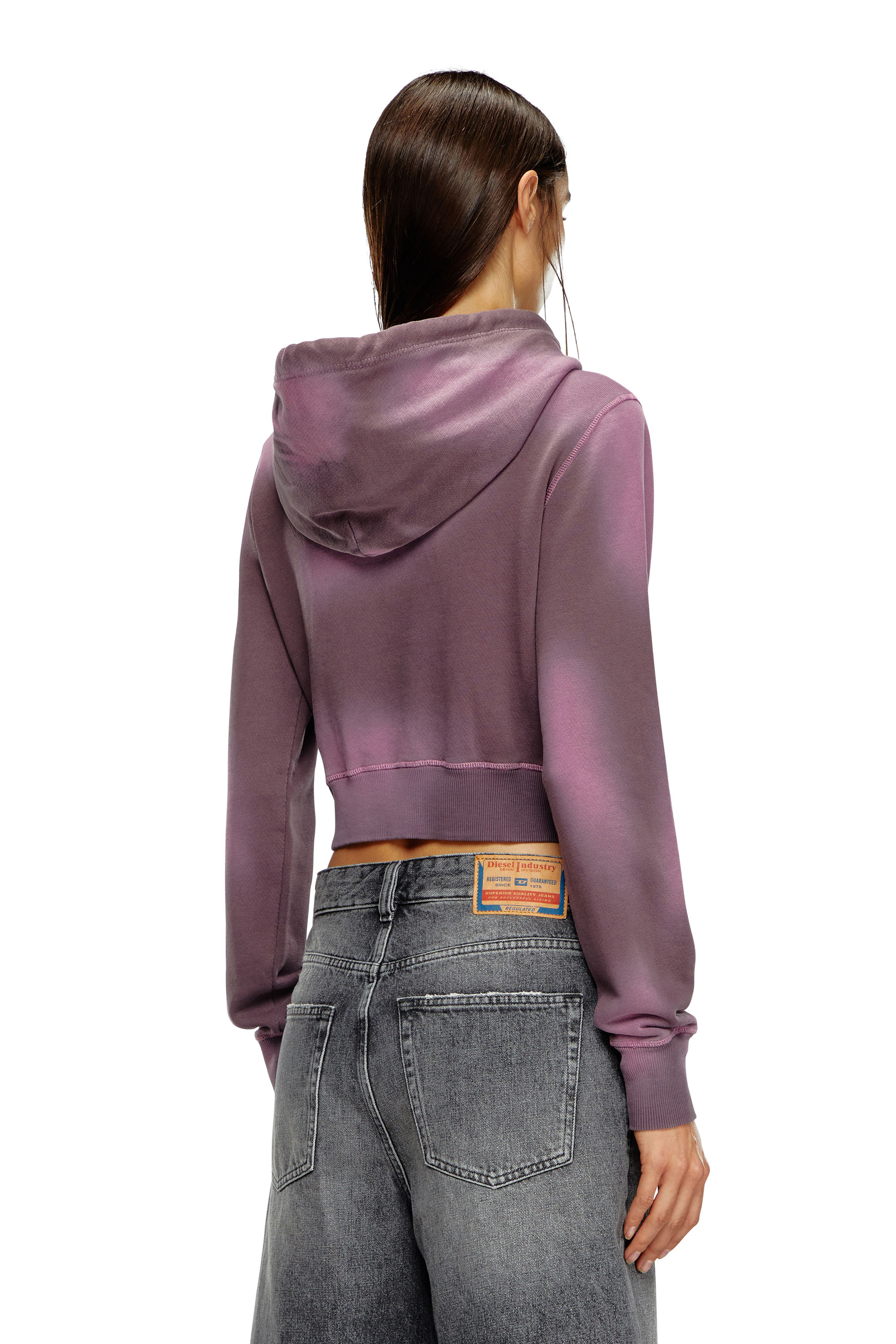 Diesel - F-SLIMMY-HOOD-P1, Damen Übergefärbter Hoodie mit ausgefranstem Logo in Violett - Image 4