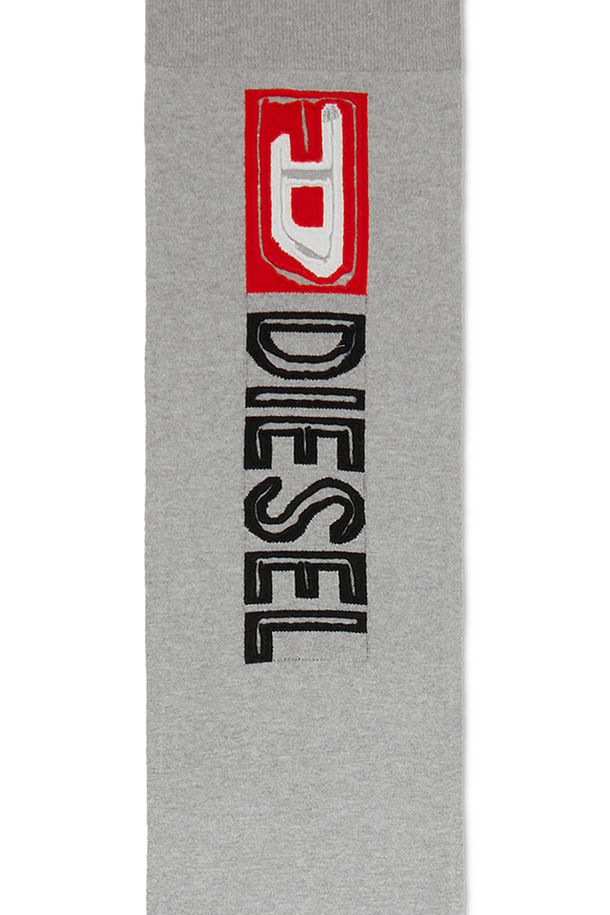 Diesel - K-PEFF, Unisex Sciarpa in lana con logo peel-off in Grigio - Image 3