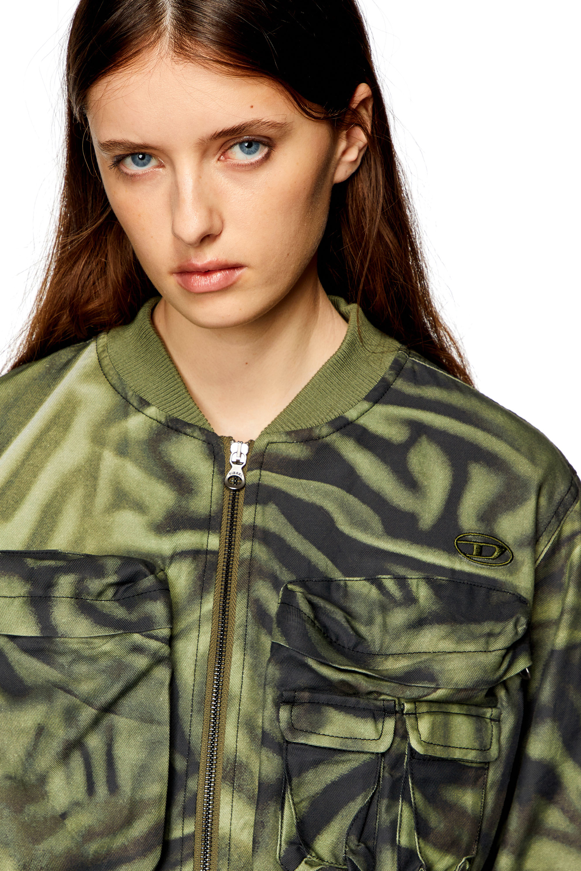 Diesel - G-KHLOW, Donna Bomber cargo in twill camo zebrato in Multicolor - Image 5