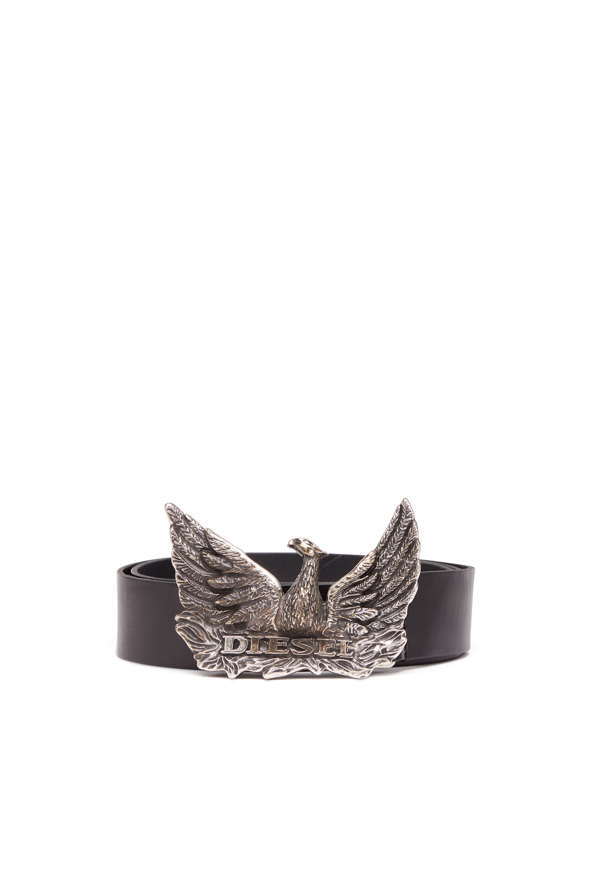 Diesel - PHOENIX BELT, Herren Gürtel aus Leder mit Phoenix-Schnalle in Schwarz - Image 1